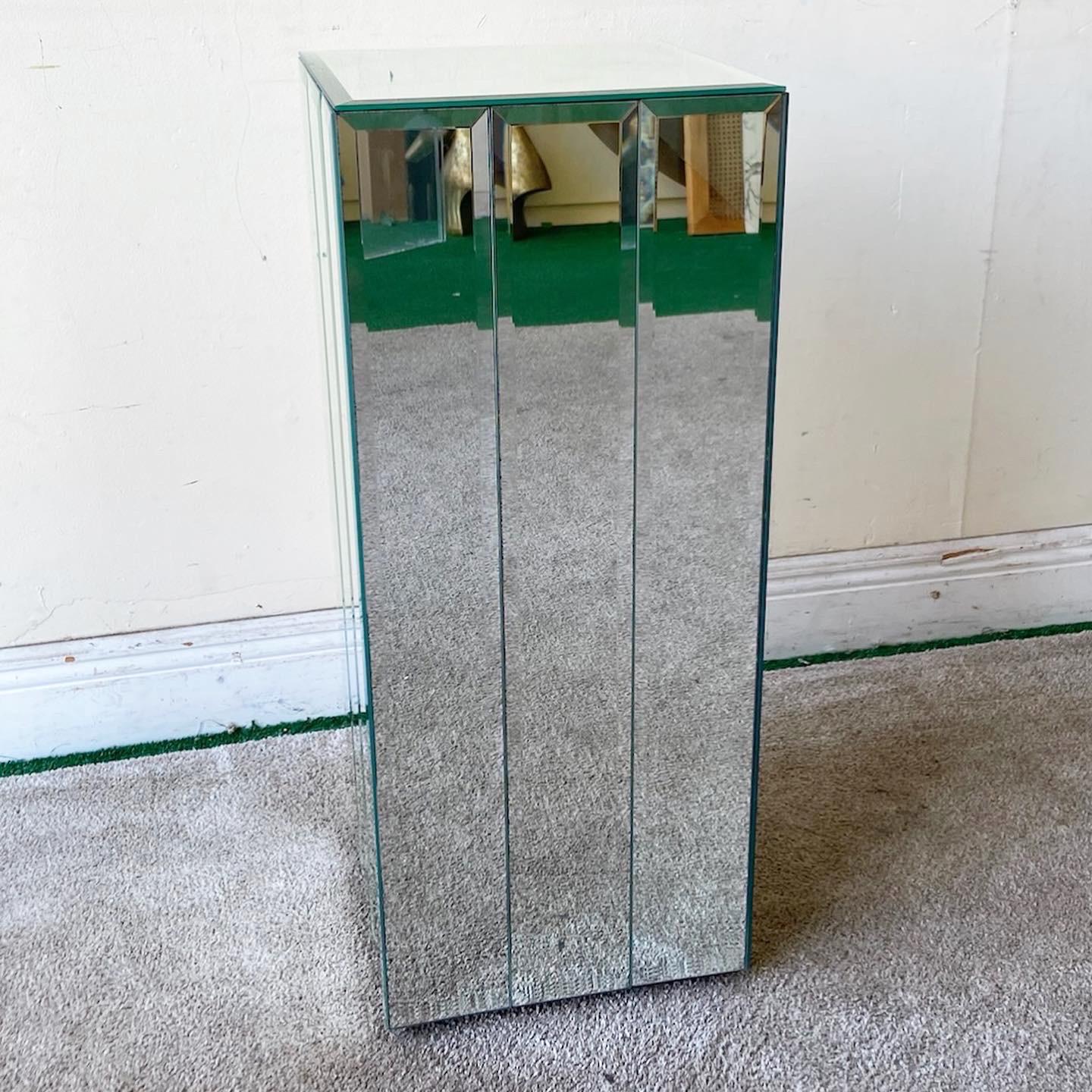 Post-Modern Postmodern Beveled Mirror Pedestal