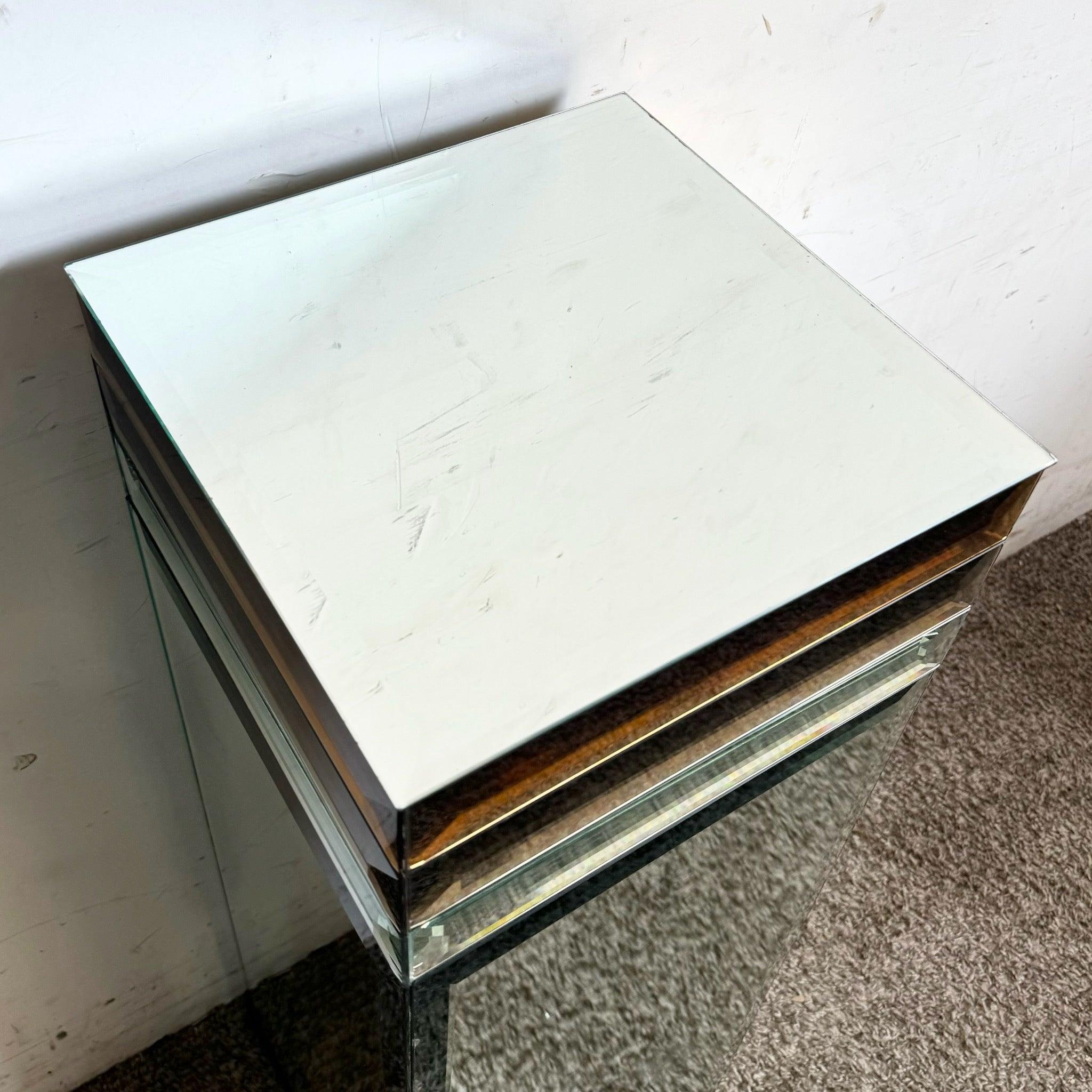 Postmodern Beveled Mirror Pedestal 1