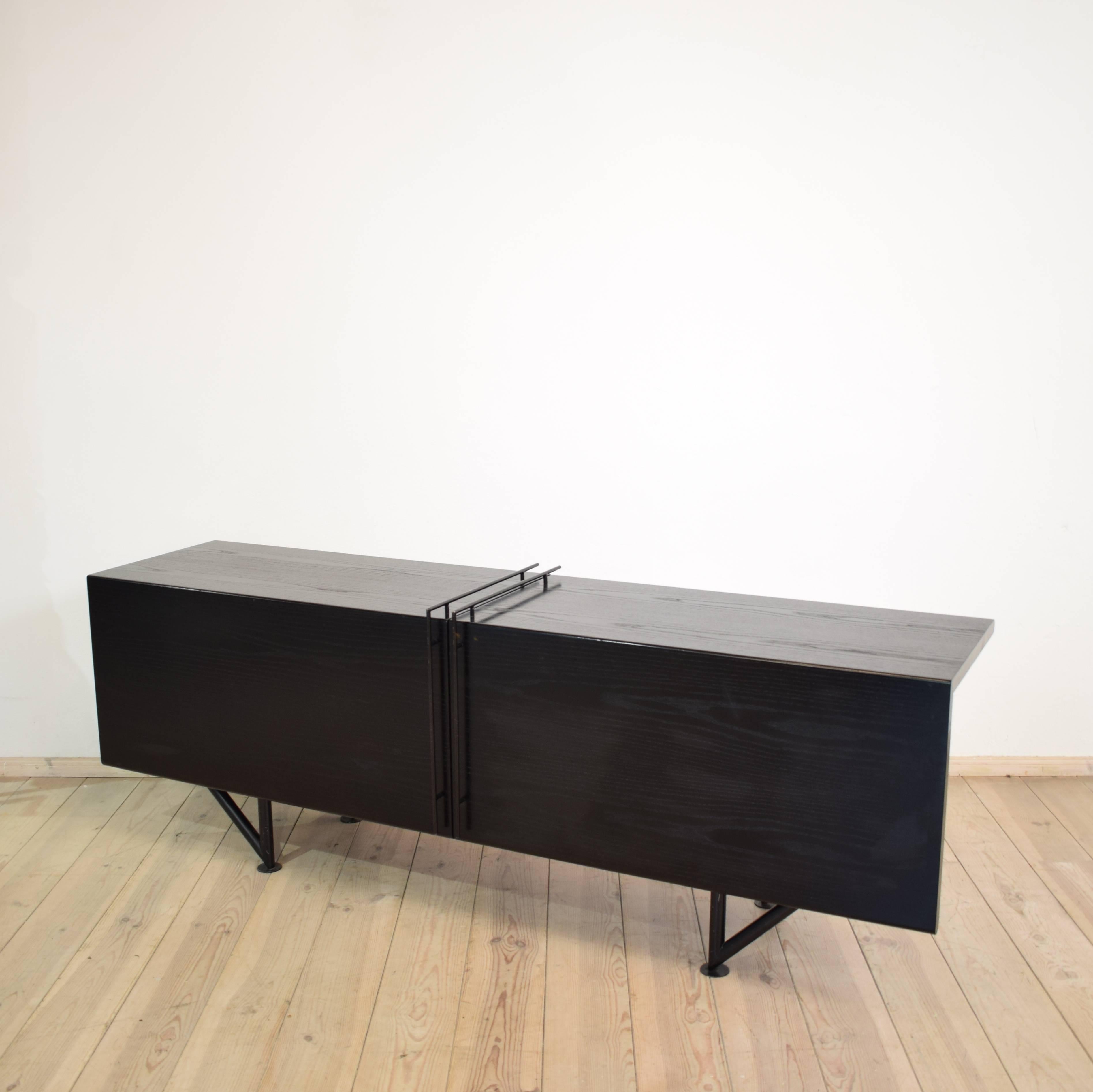 Post-Modern Postmodern Black and Blue Lacquered German Memphis Group Style Sideboard, 1980s