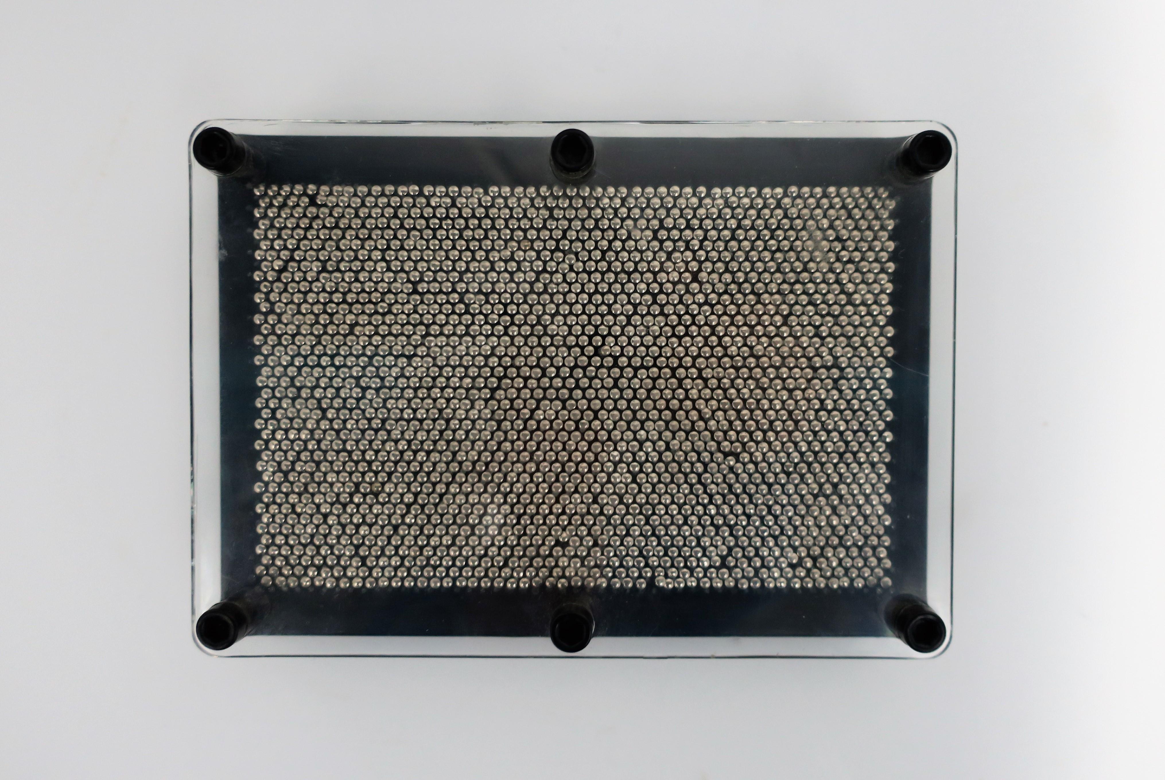 Postmodern Black Metal, Clear Acrylic and Steel Nails Decorative Object In Good Condition For Sale In New York, NY