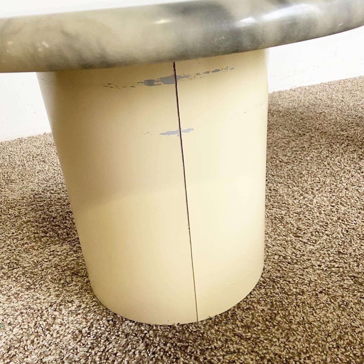 Postmodern Black and Cream Stone Top Mushroom Nesting Tables In Good Condition For Sale In Delray Beach, FL