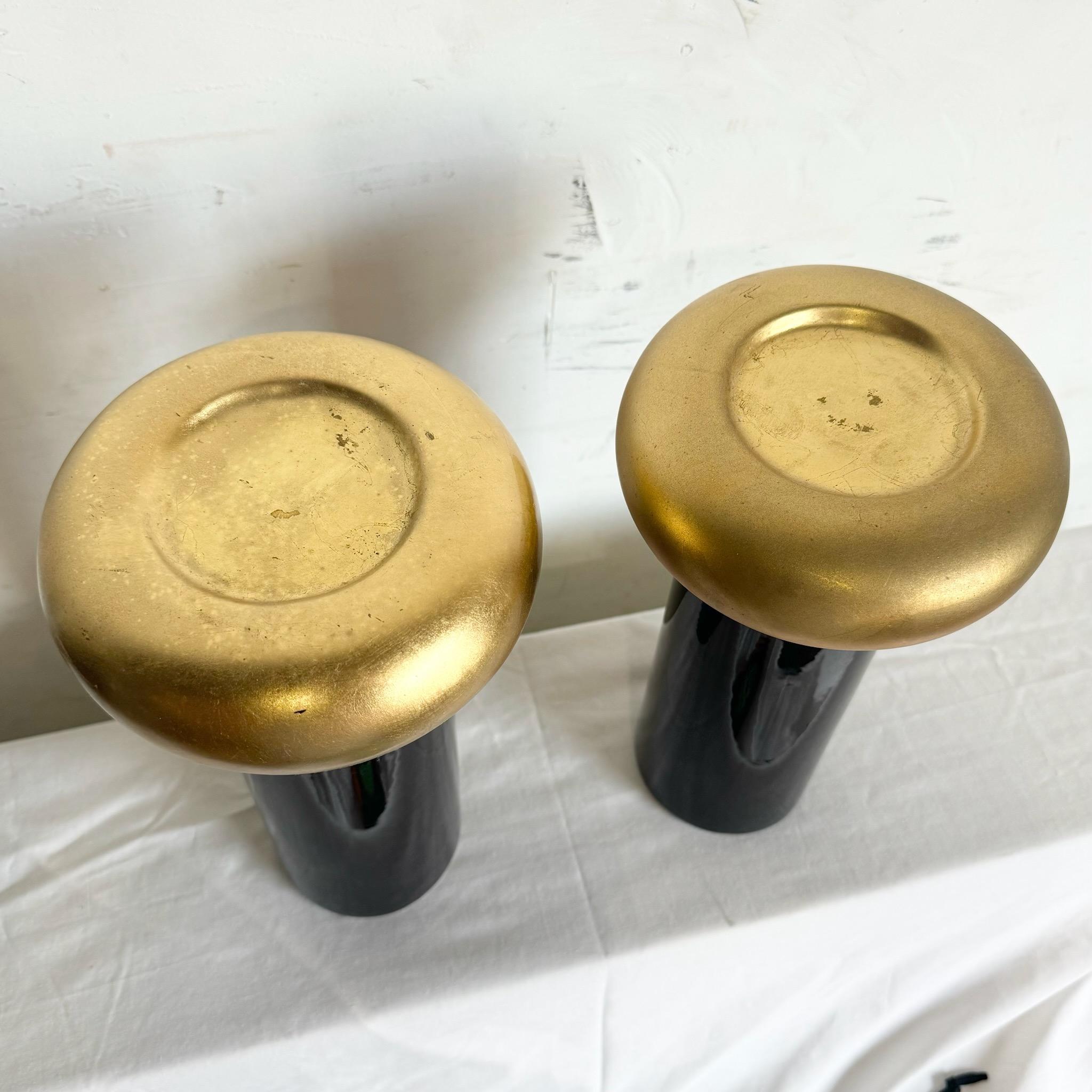 Americano Portacandele postmoderno in ceramica nera e oro di Jaru in vendita