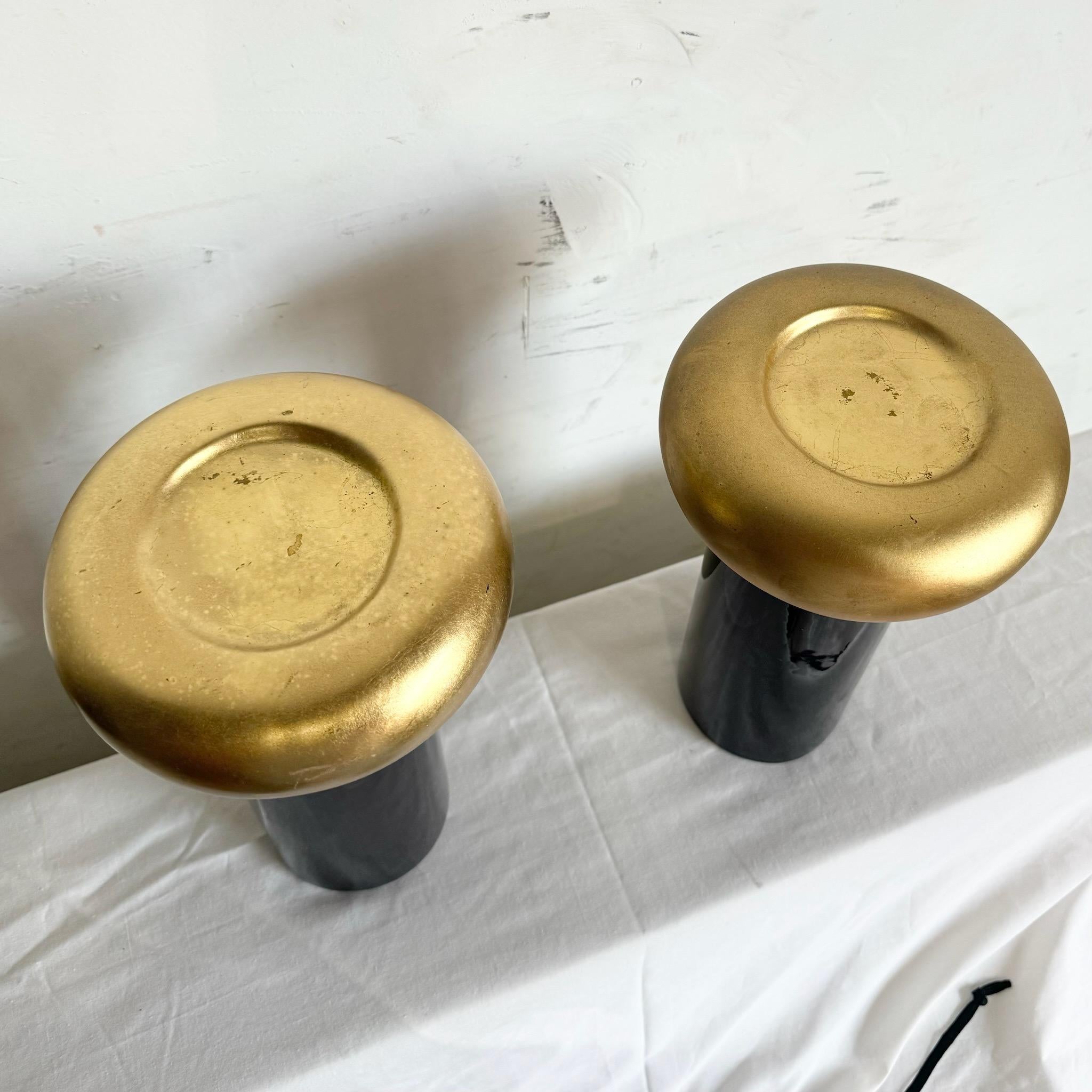 Fine XX secolo Portacandele postmoderno in ceramica nera e oro di Jaru in vendita