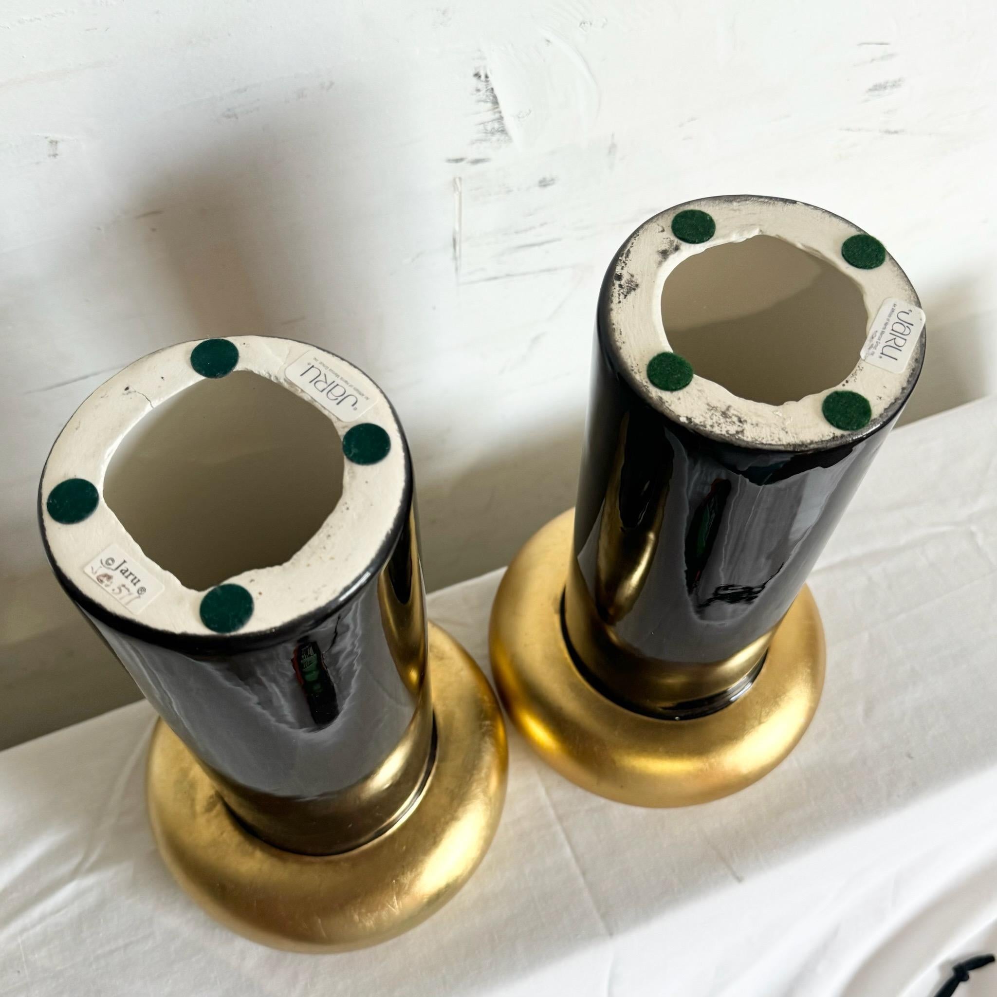 Ceramica Portacandele postmoderno in ceramica nera e oro di Jaru in vendita