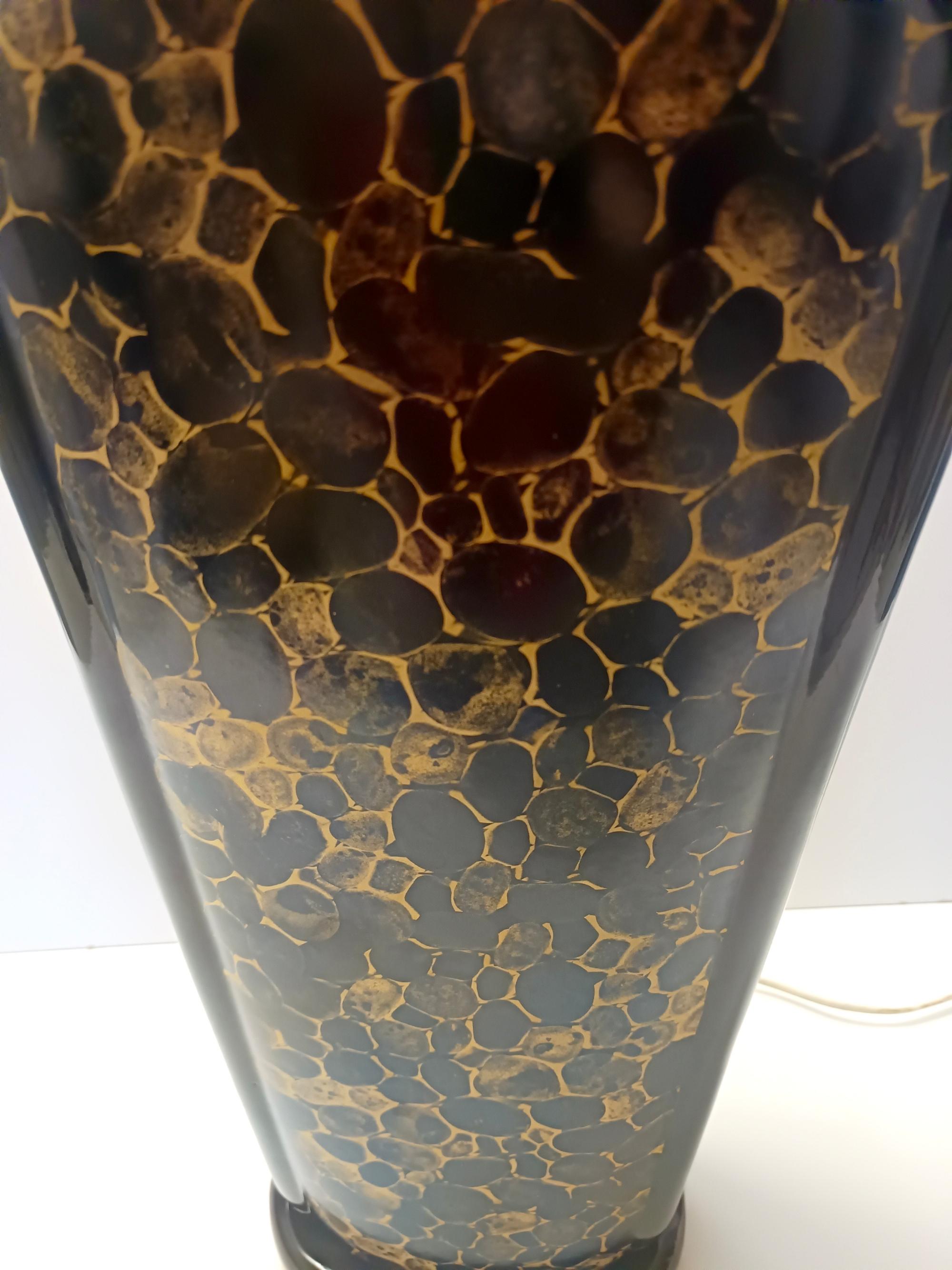 Postmodern Black and Gold Glazed Ceramic Table Lamps, Italy 1980s For Sale 4