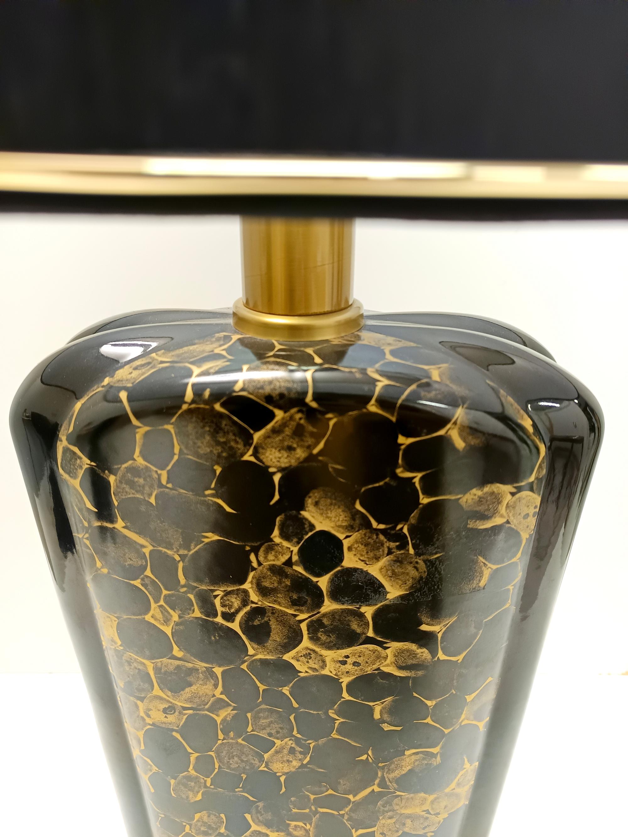 Postmodern Black and Gold Glazed Ceramic Table Lamps, Italy 1980s For Sale 5
