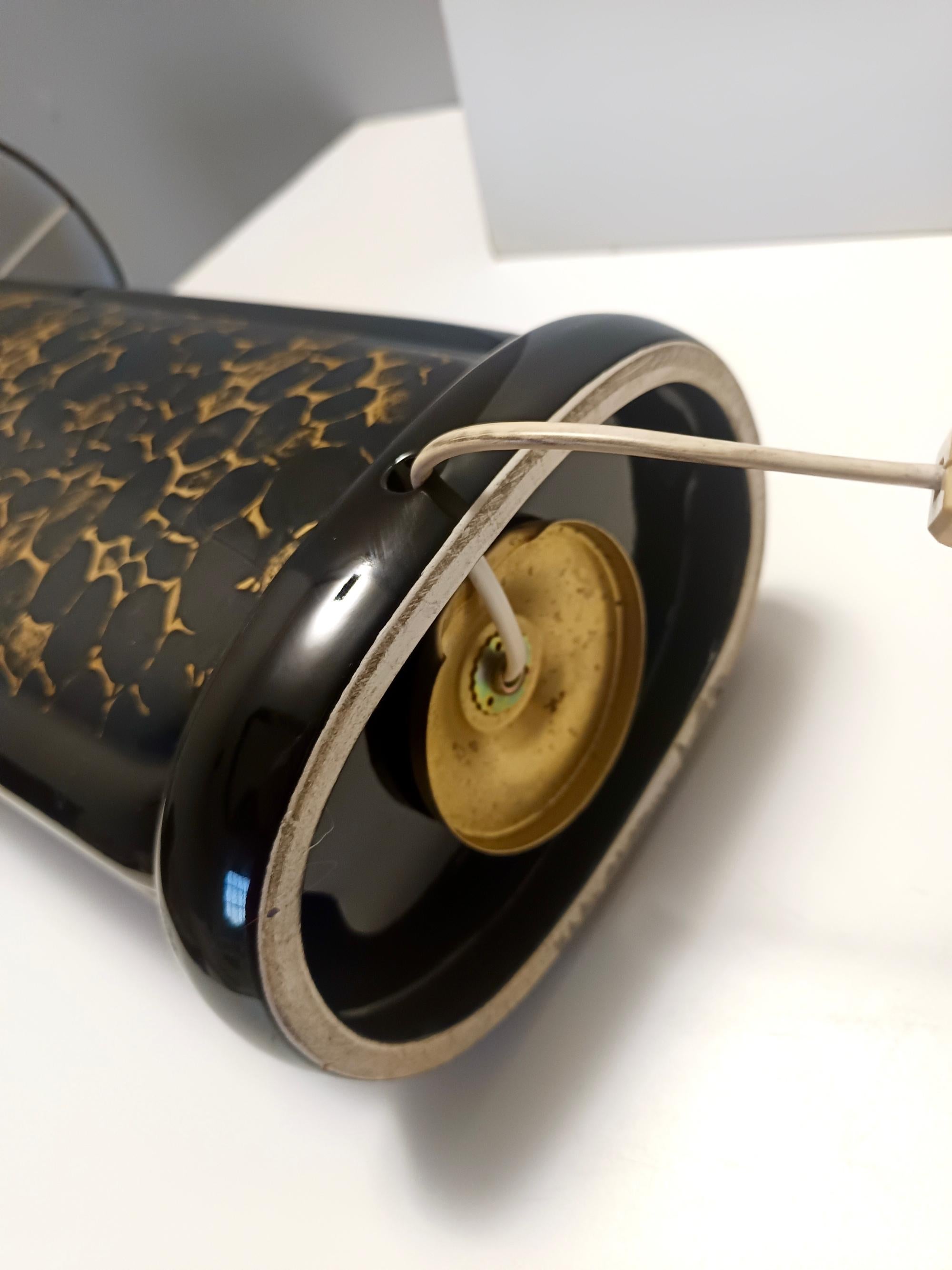 Postmodern Black and Gold Glazed Ceramic Table Lamps, Italy 1980s For Sale 6