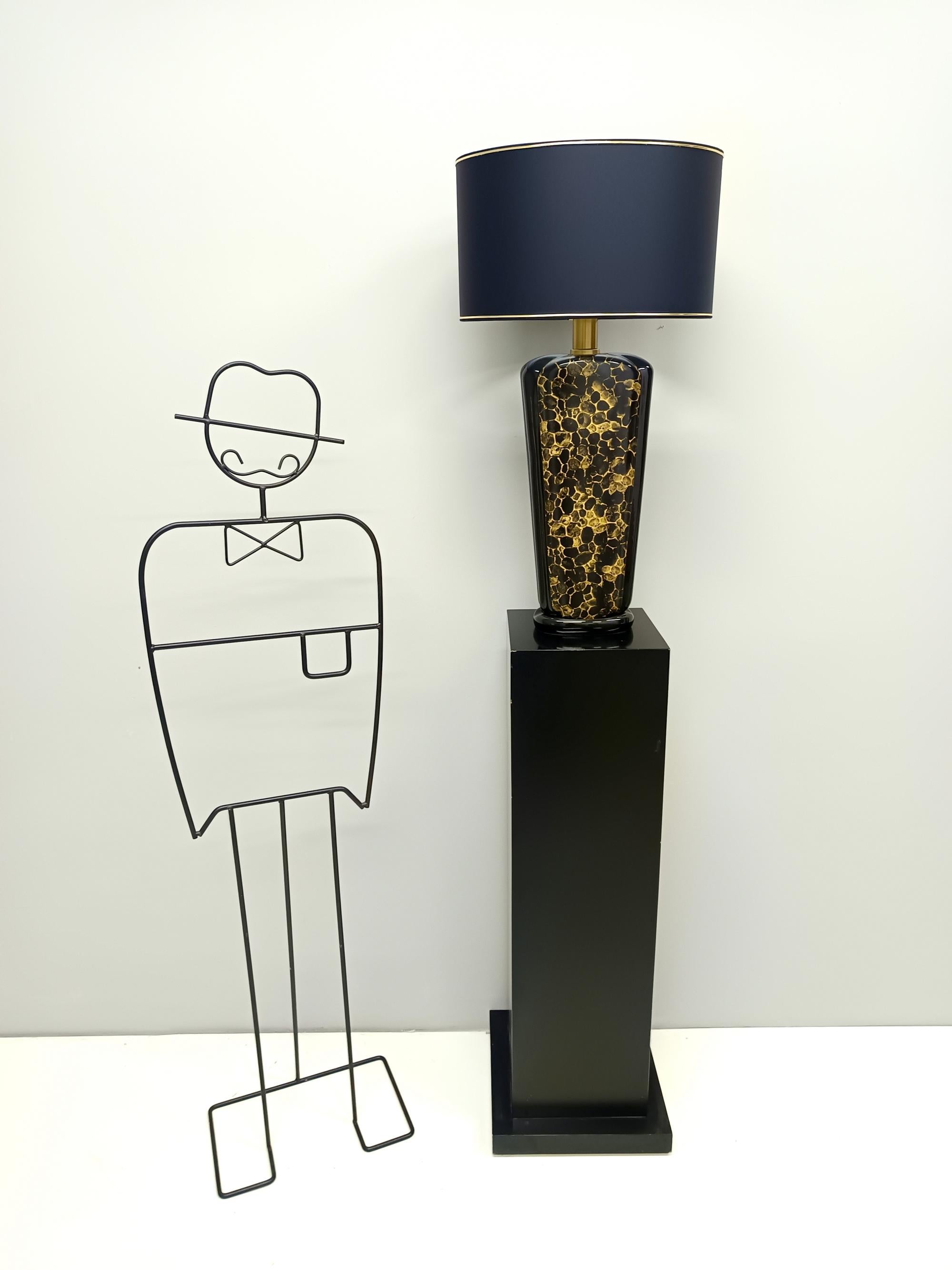 Postmodern Black and Gold Glazed Ceramic Table Lamps, Italy 1980s In Excellent Condition For Sale In Bresso, Lombardy