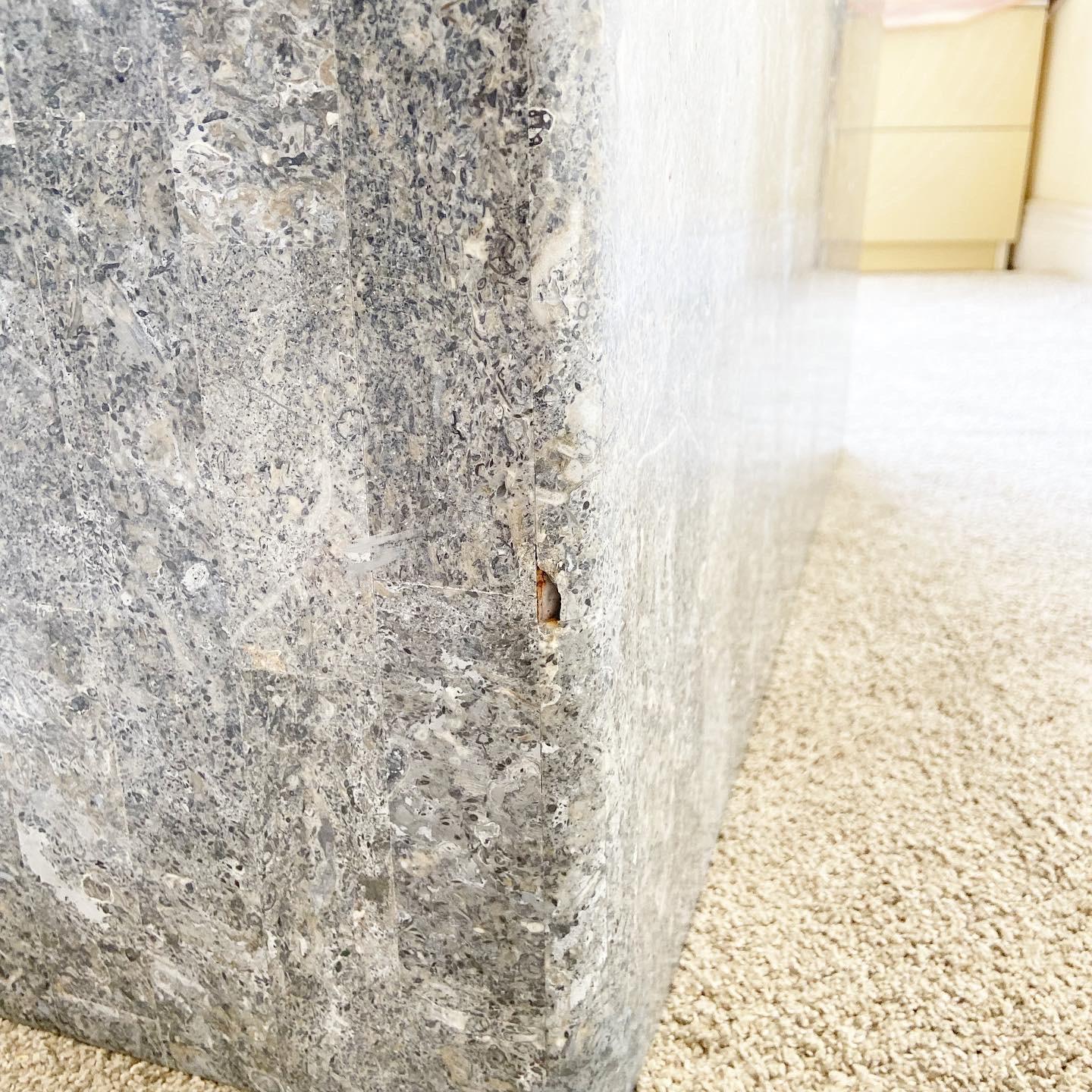 Philippine Postmodern Black and Gray Tessellated Stone Rectangular Console Table