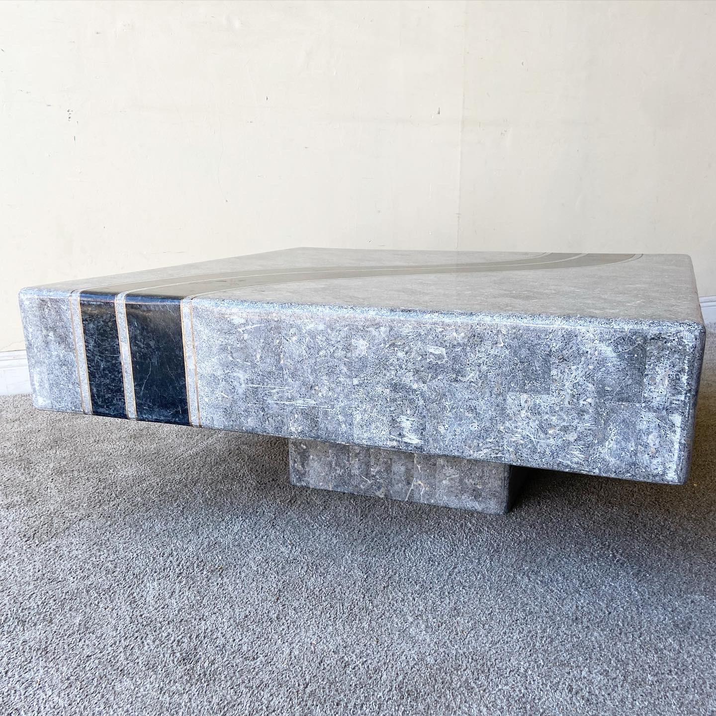 Philippine Postmodern Black and Grey Tessellated Stone Coffee Table