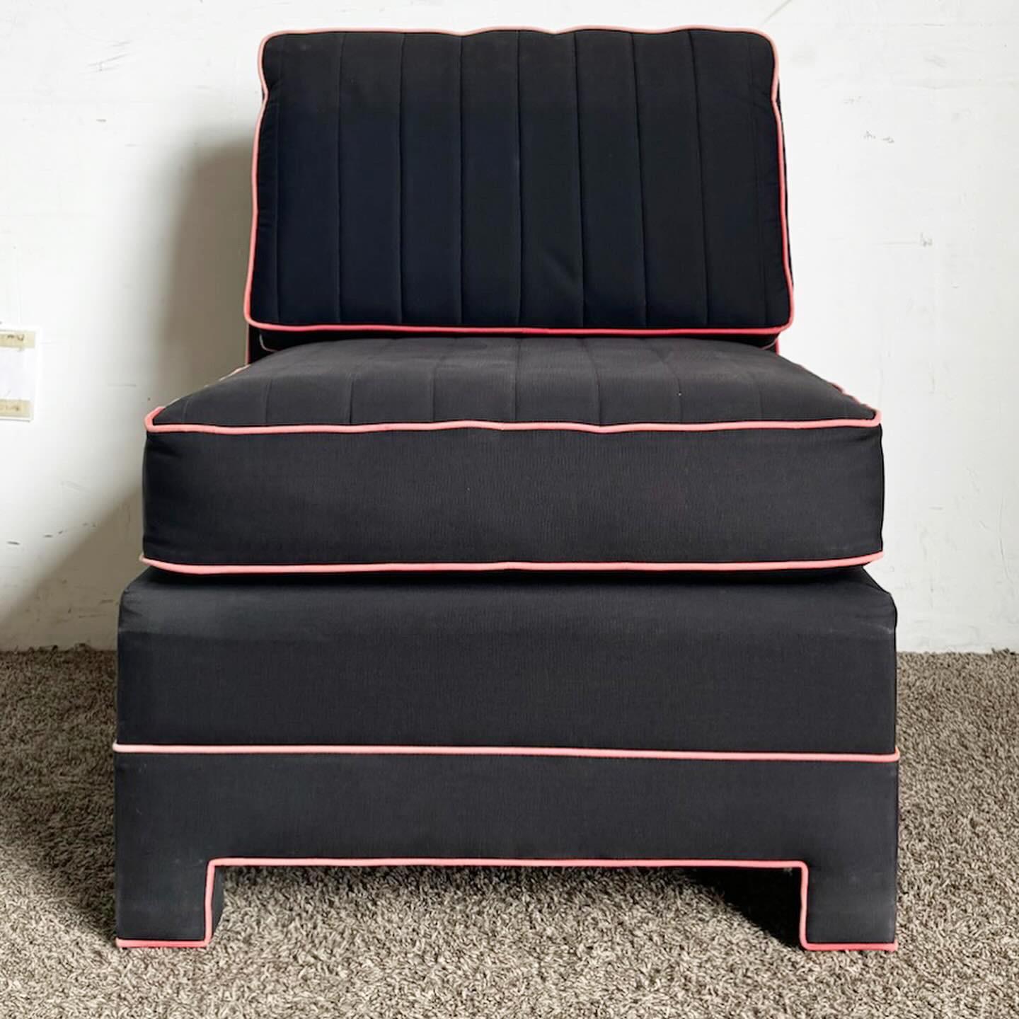 Post-Modern Postmodern Black and Pink Sofa Lounge Chair For Sale