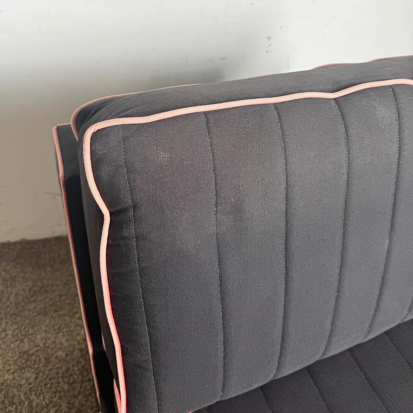 20th Century Postmodern Black and Pink Sofa Lounge Chair For Sale