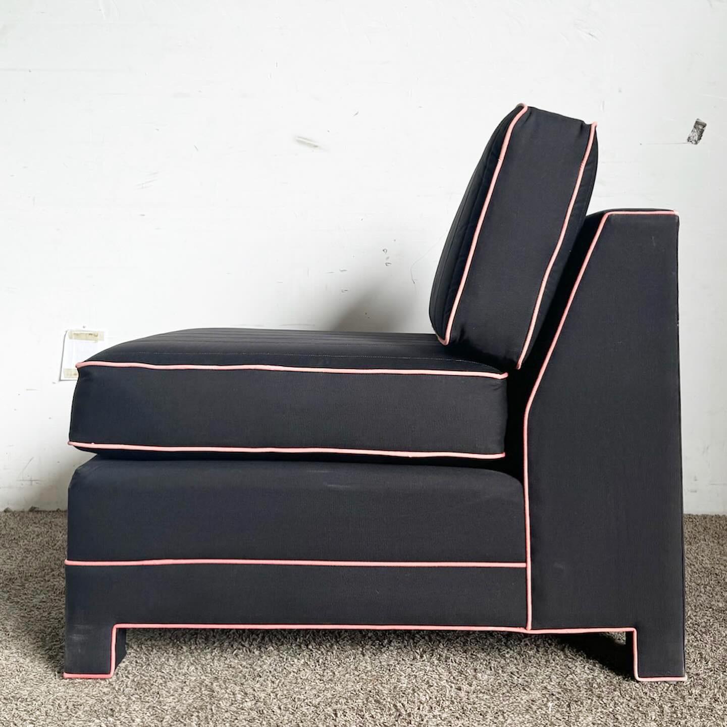 Upholstery Postmodern Black and Pink Sofa Lounge Chair For Sale