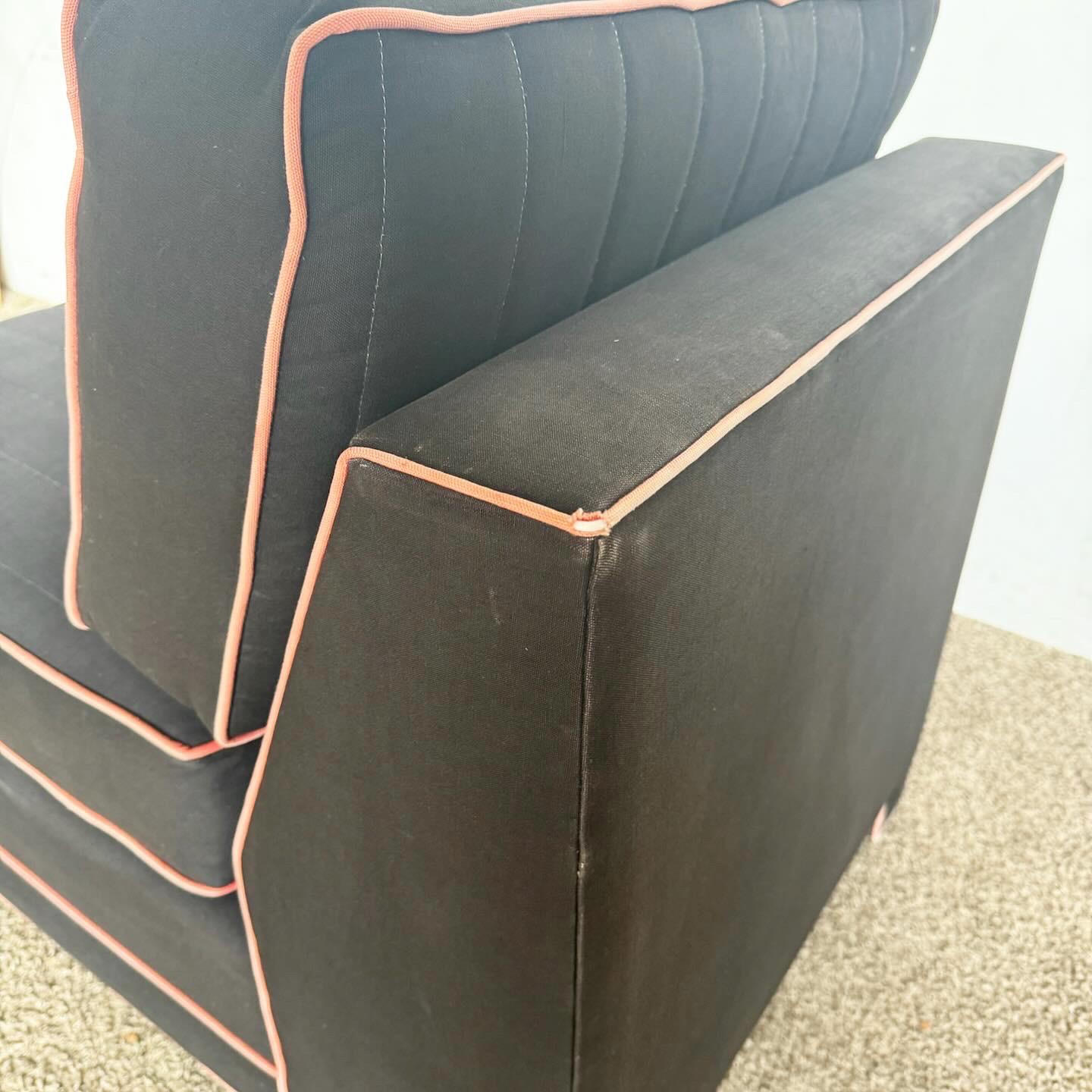 Postmodern Black and Pink Sofa Lounge Chair For Sale 1
