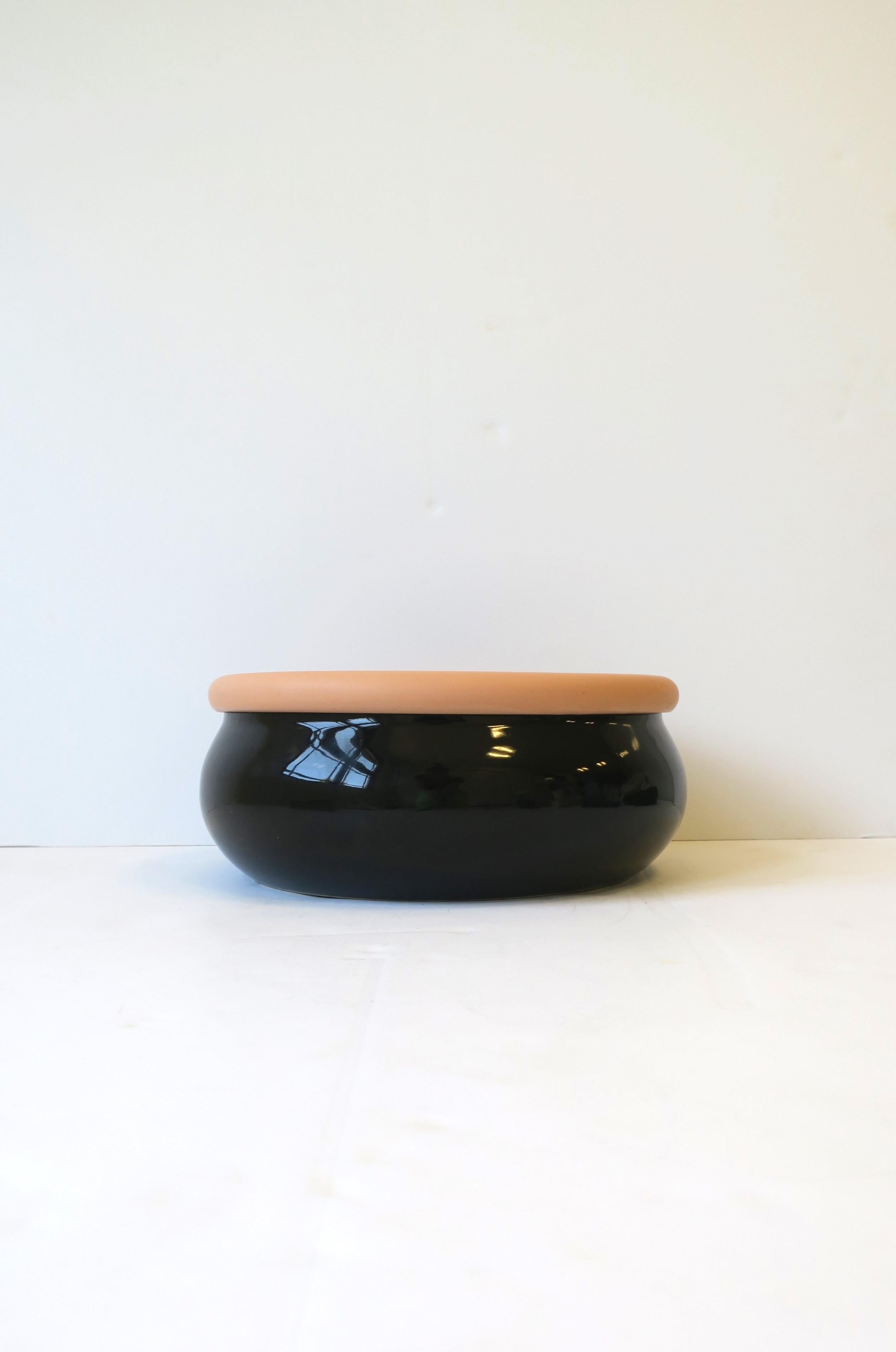 Portuguese Postmodern Black and Terracotta Ceramic Bowl, 1980s 1990s For Sale