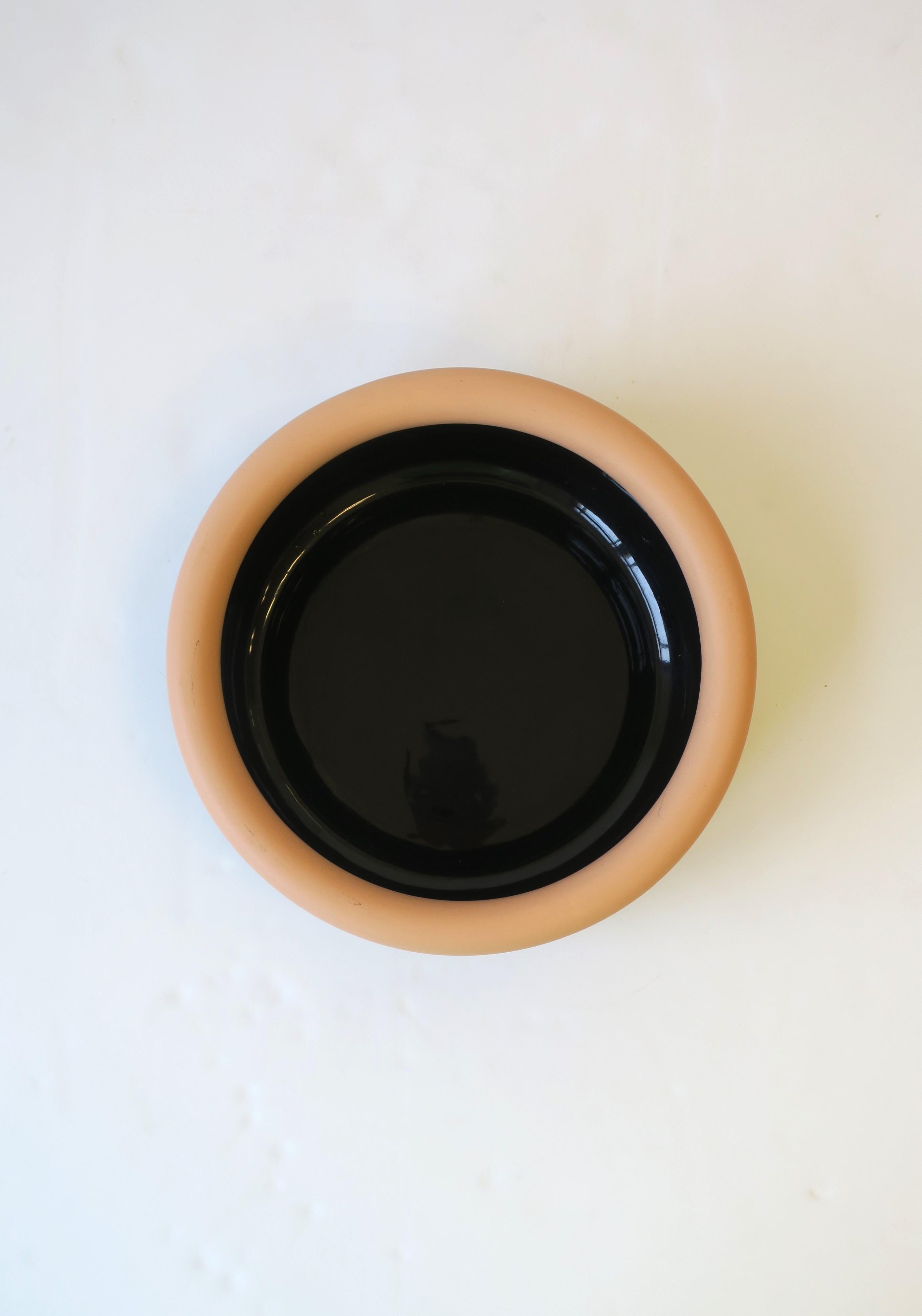 Unglazed Postmodern Black and Terracotta Ceramic Bowl, 1980s 1990s For Sale