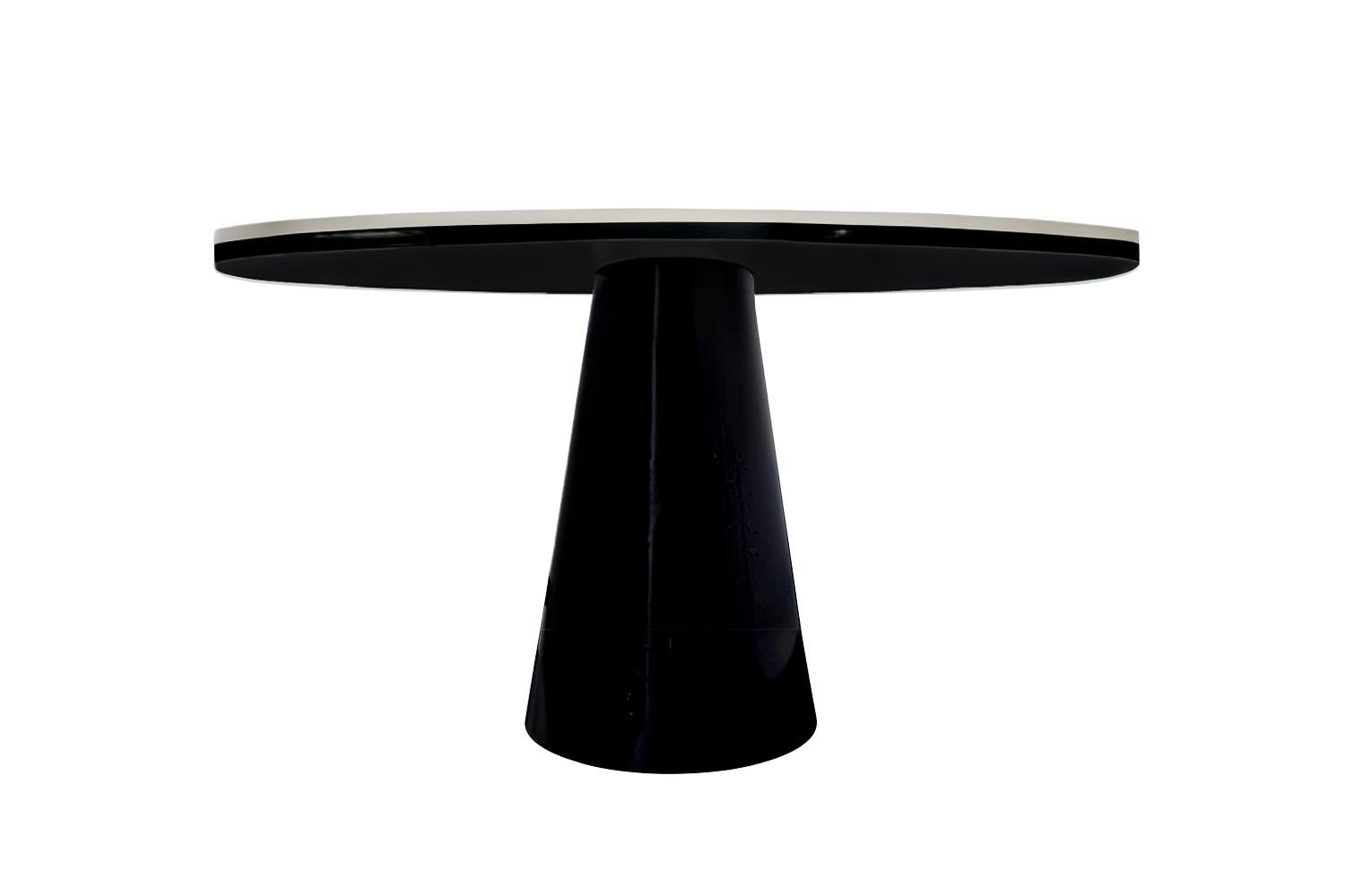 Organic Modern Postmodern Black and White Gloss Lacquer Dining Table Chi For Sale
