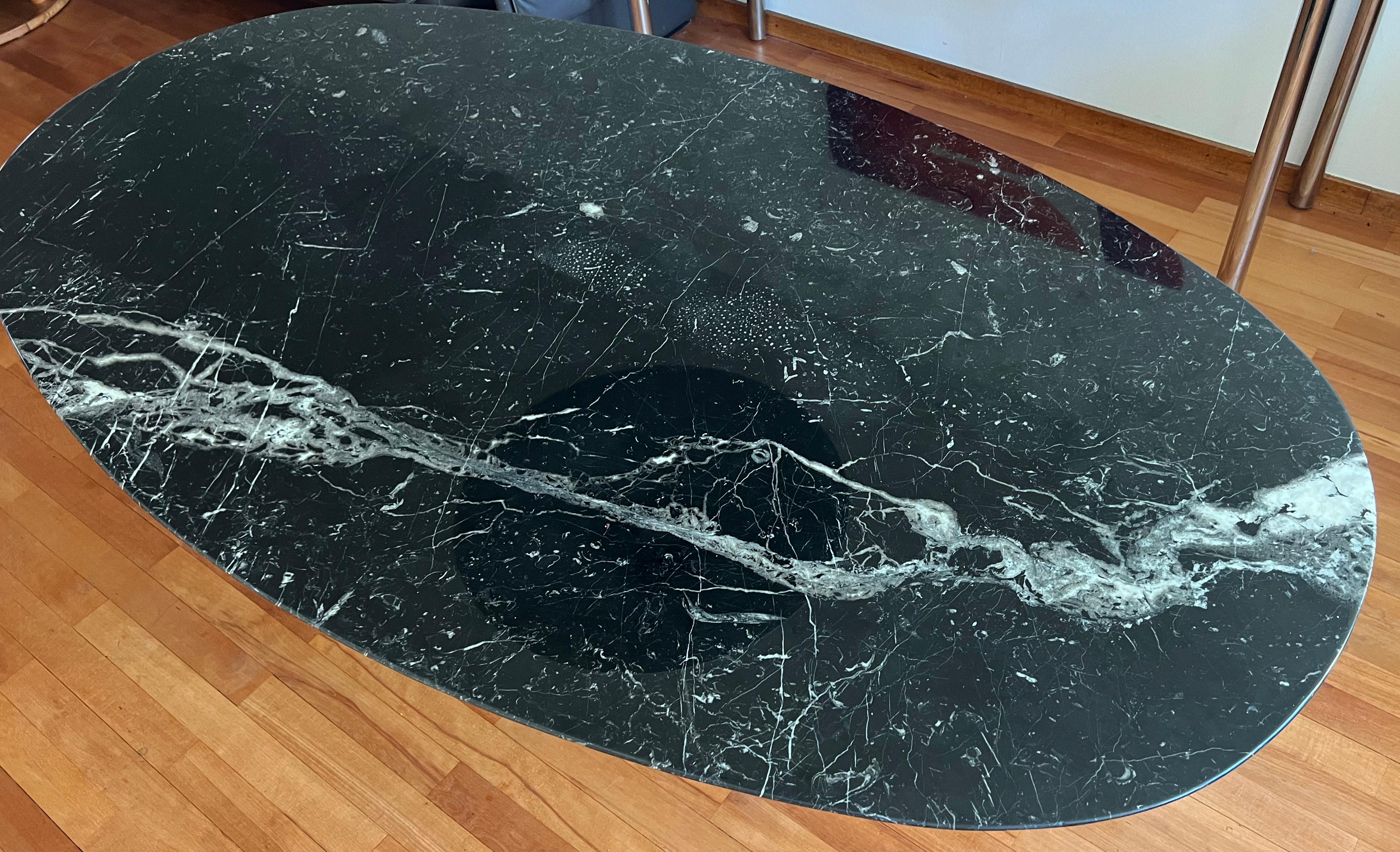 black marble oval table