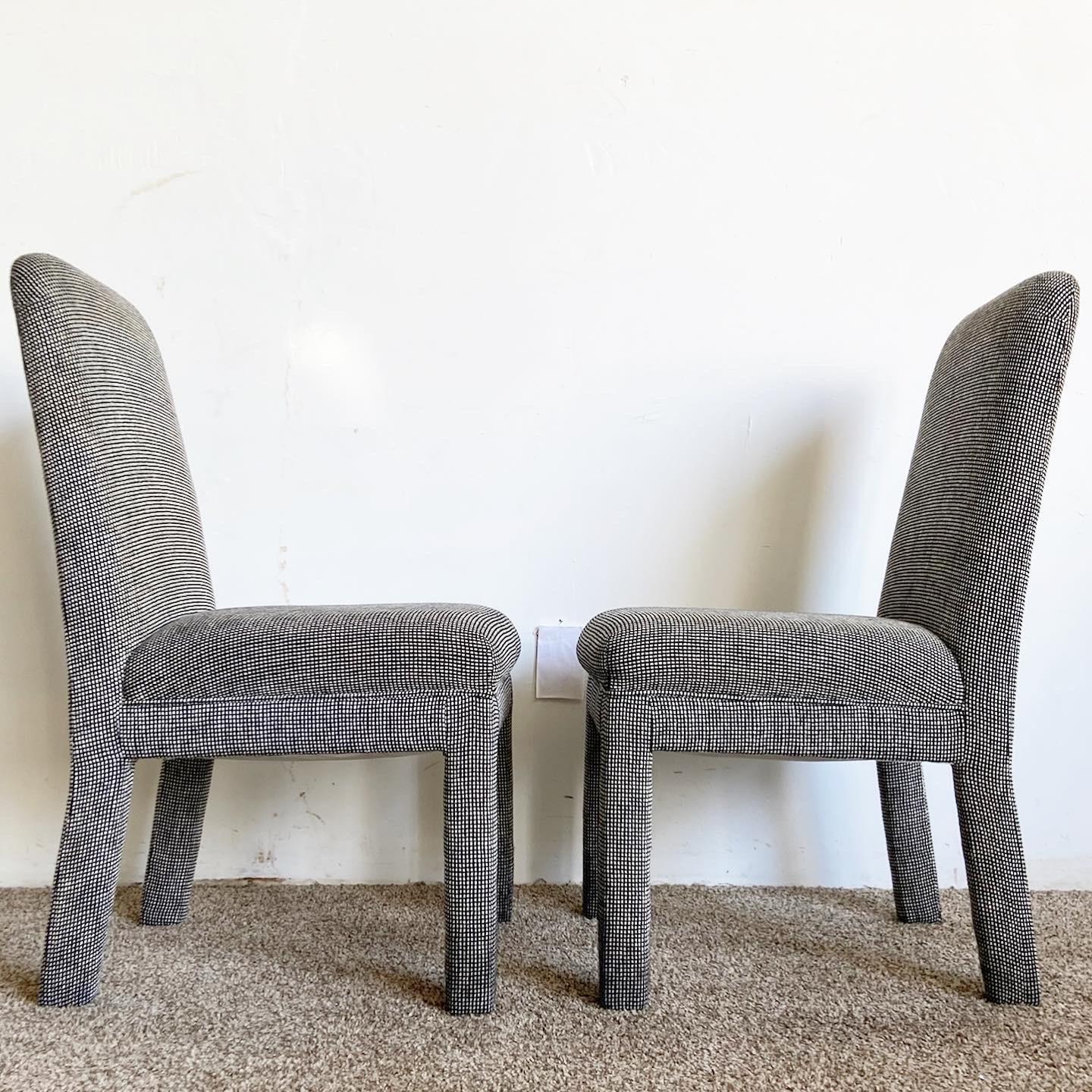Late 20th Century Postmodern Black and White Parsons Dining Chairs