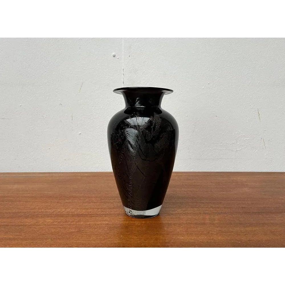 Postmoderno Vaso postmoderno in vetro artistico nero di Hans Jürgen Richartz, anni '80 in vendita