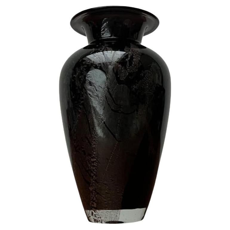 Vase postmoderne en verre d'art noir de Hans Jürgen Richartz, années 1980