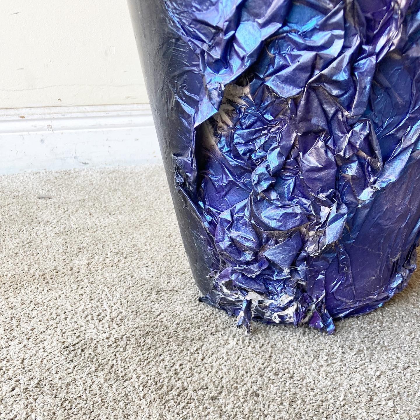 American Postmodern Black, Blue and Purple Paper Mache Vase For Sale
