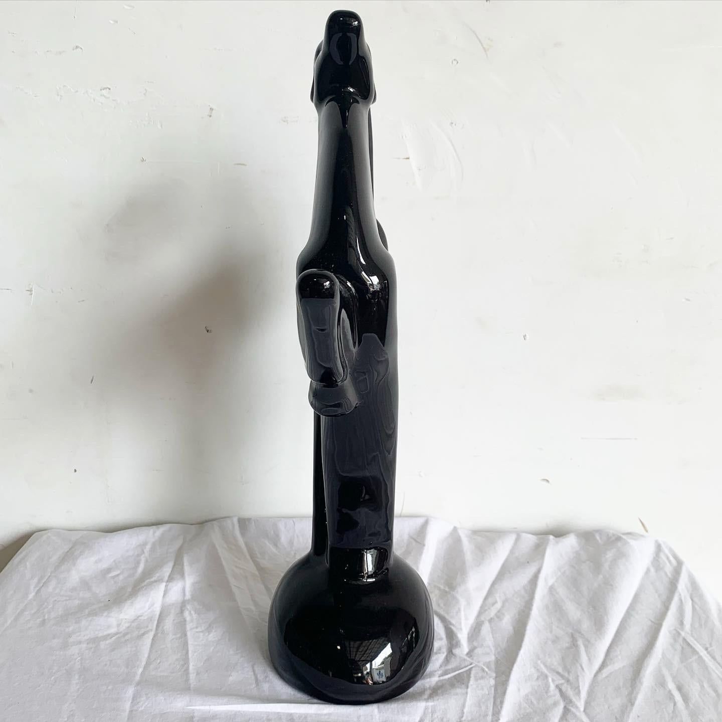 American Postmodern Black Ceramic Ibex Sculpture by Haeger For Sale