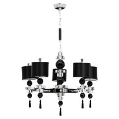 Postmodern Black, Chrome and Acrylic Chandelier