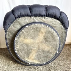 Postmodern Black Clam Shells Swivel Lounge Chairs - A Pair