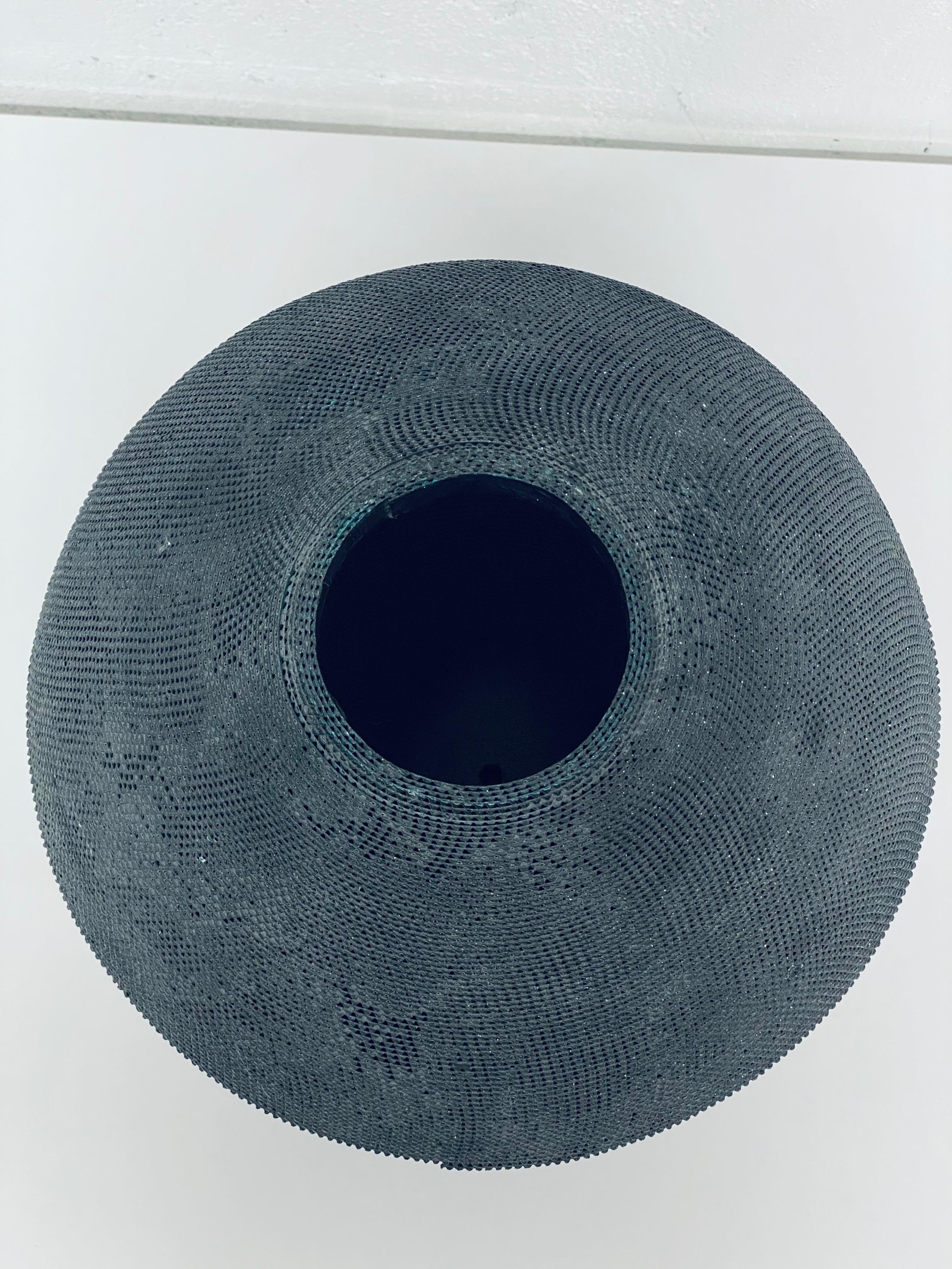 Natural Fiber Postmodern Black Corrugated Cardboard Vase by Flute, Chicago For Sale