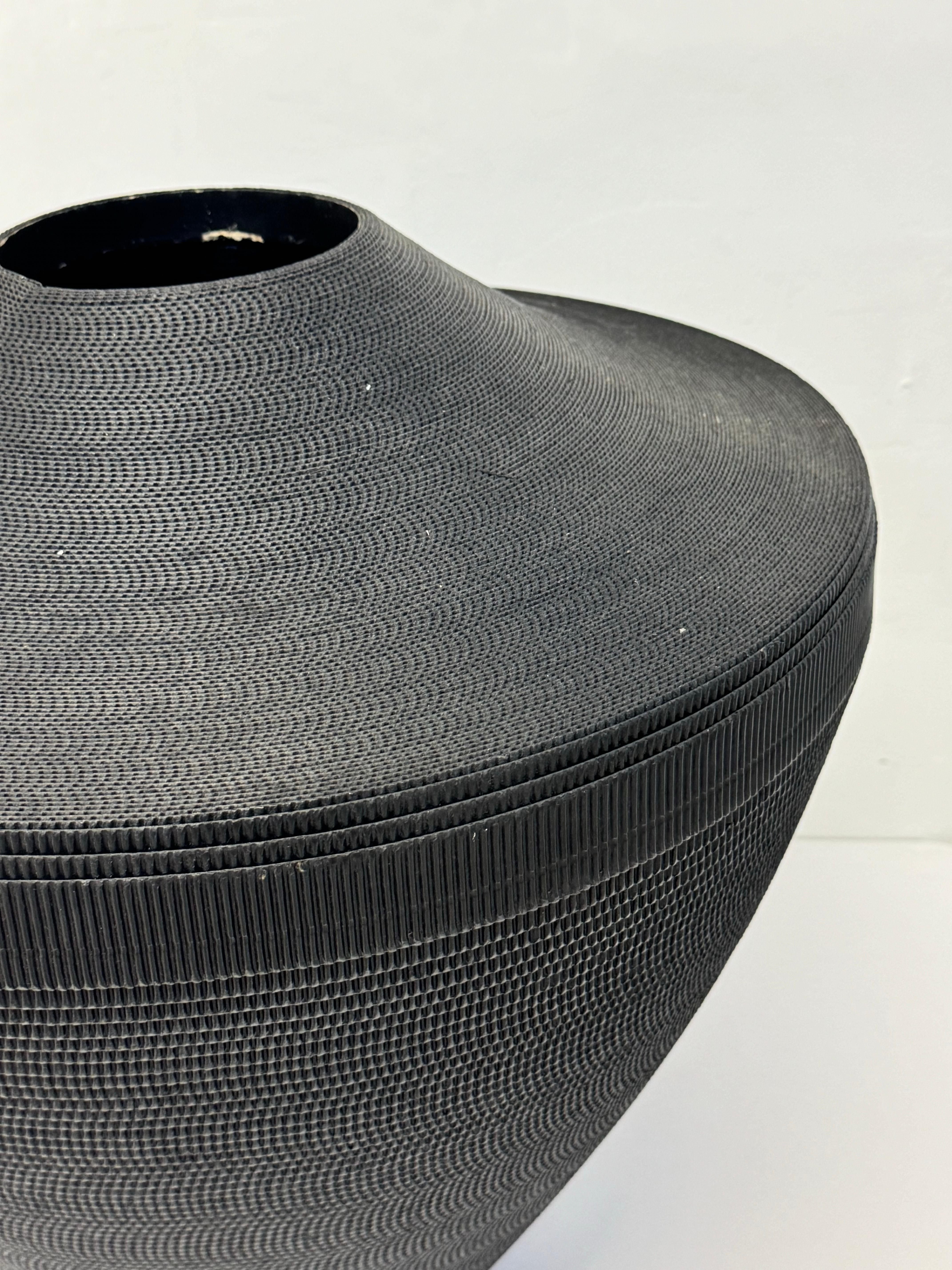 Postmodern Black Corrugated Cardboard Vase by Flute, Chicago For Sale 3