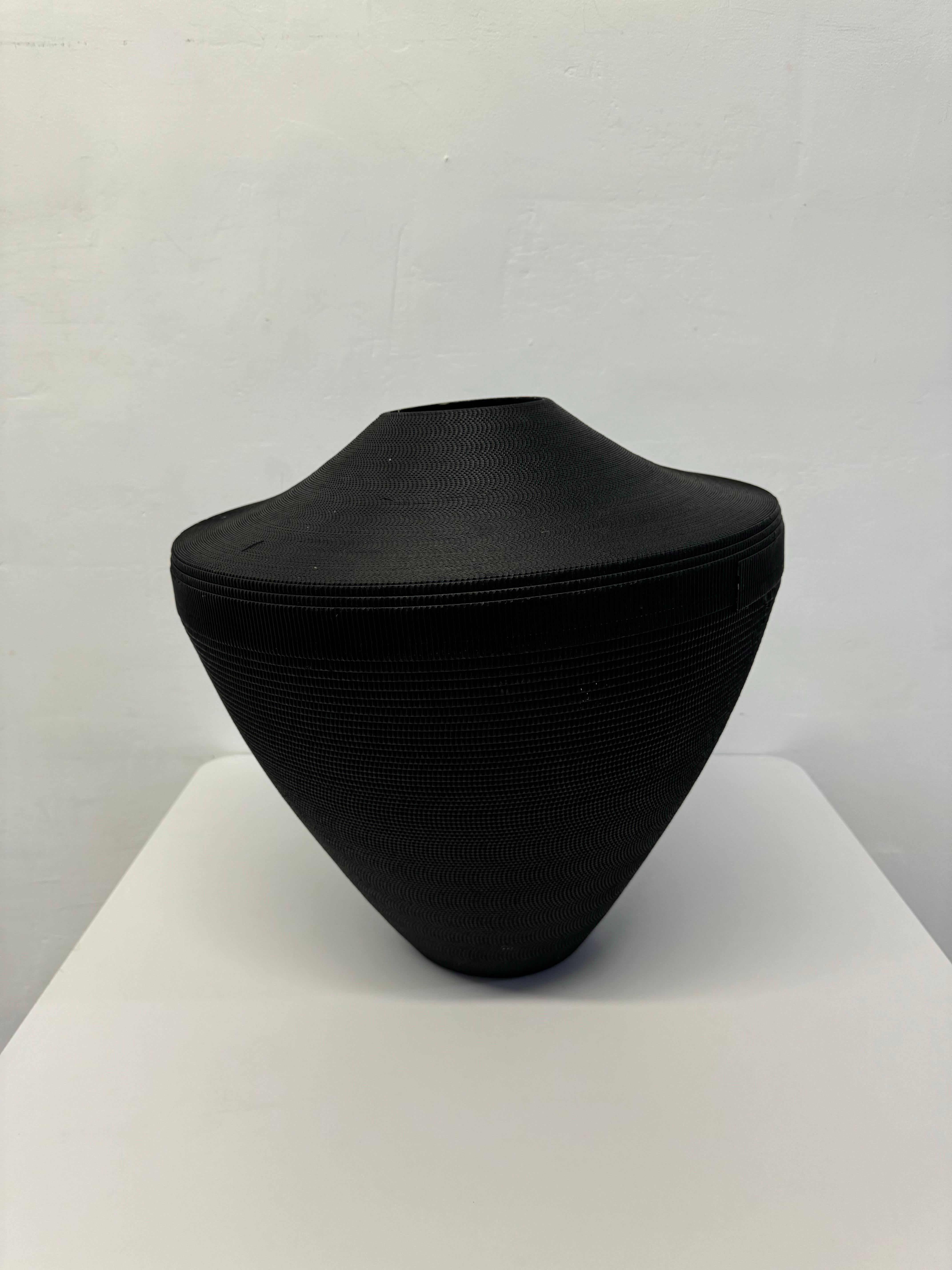 Post-Modern Postmodern Black Corrugated Cardboard Vase by Flute, Chicago For Sale
