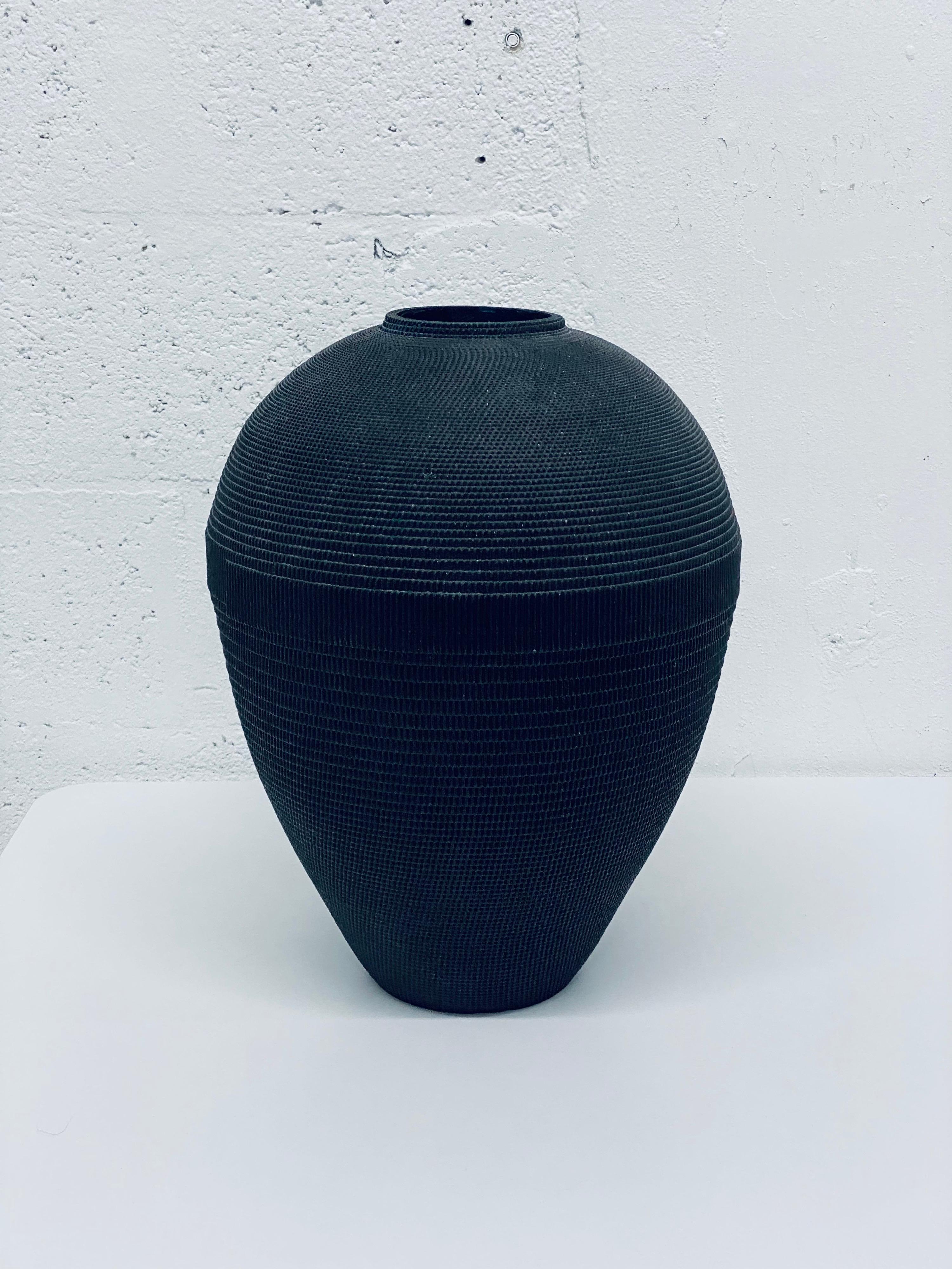Post-Modern Postmodern Black Corrugated Cardboard Vase by Flute, Chicago For Sale