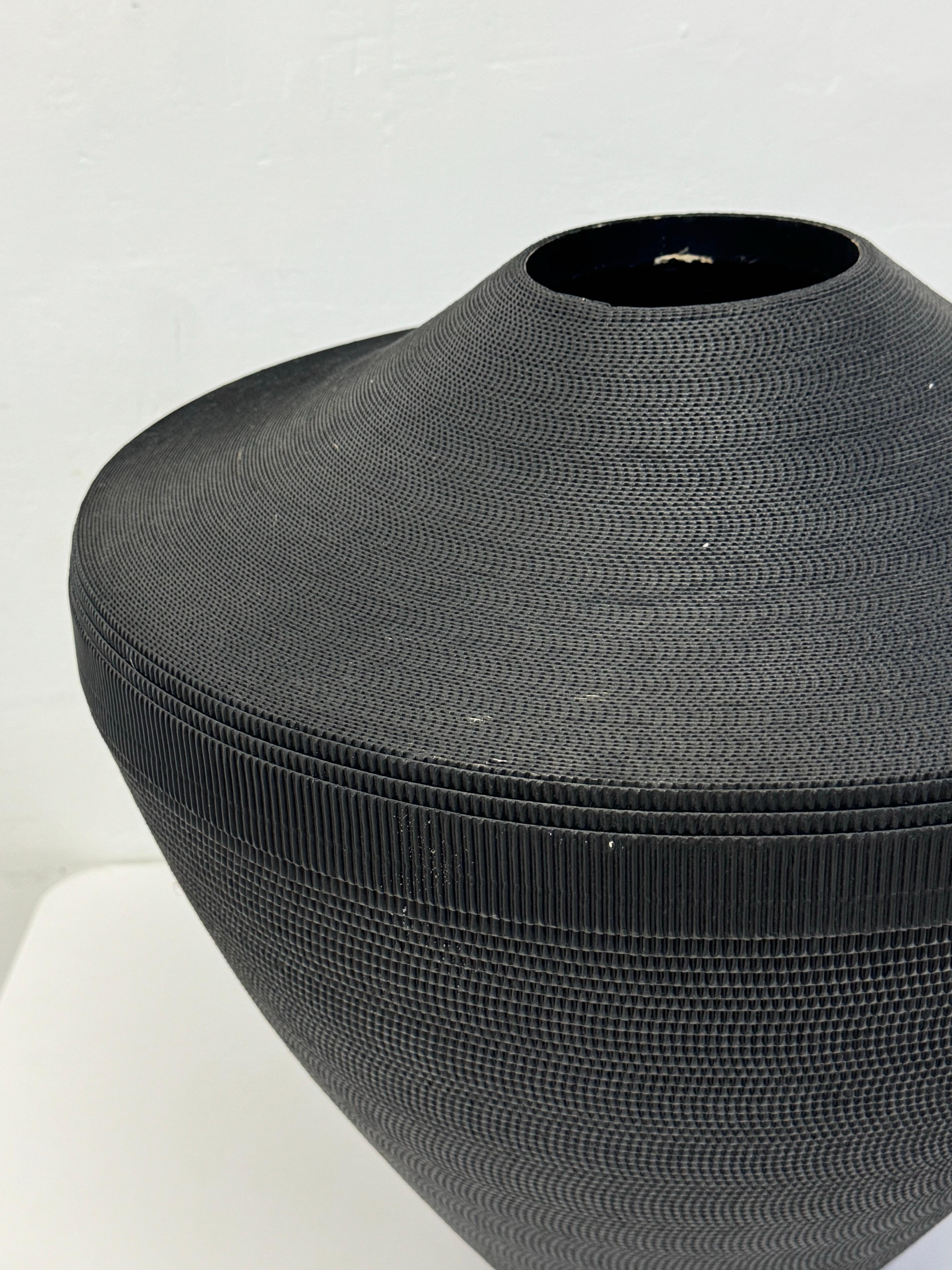 Paper Postmodern Black Corrugated Cardboard Vase by Flute, Chicago For Sale