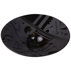 Postmodern Black Decorative Ceramic Bowl Signed “Fabrico”