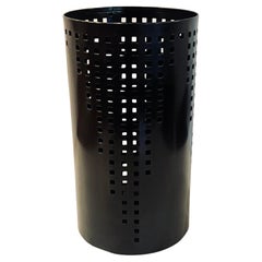 Postmodern Black Enameled Perforated Metal Utensil Pen Desk Top Holder