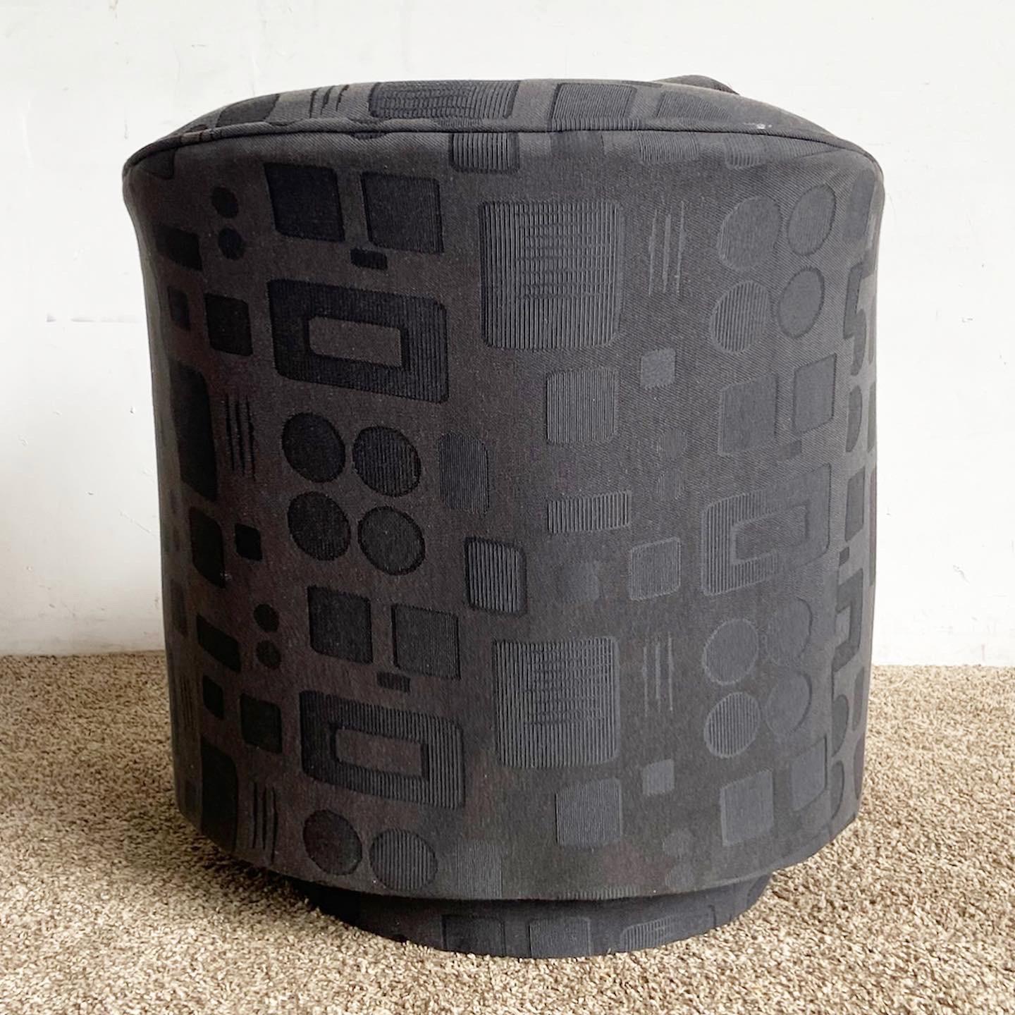 American Postmodern Black Fabric Swivel Barrel Chair For Sale