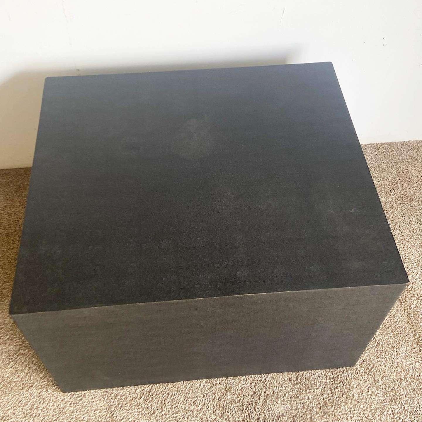 Post-Modern Postmodern Black Faux Snake Skin Cubic Oversized Table