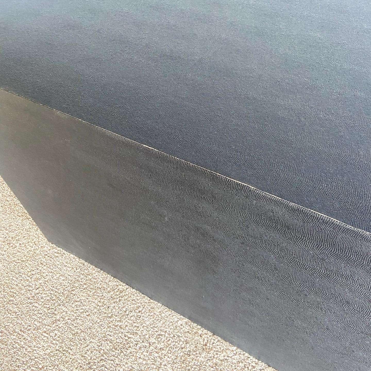 Postmodern Black Faux Snake Skin Cubic Oversized Table In Good Condition In Delray Beach, FL