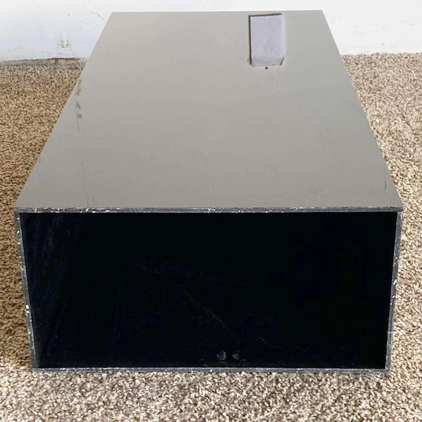 Late 20th Century Postmodern Black Gloss Rectangular Prismic Pedestal For Sale