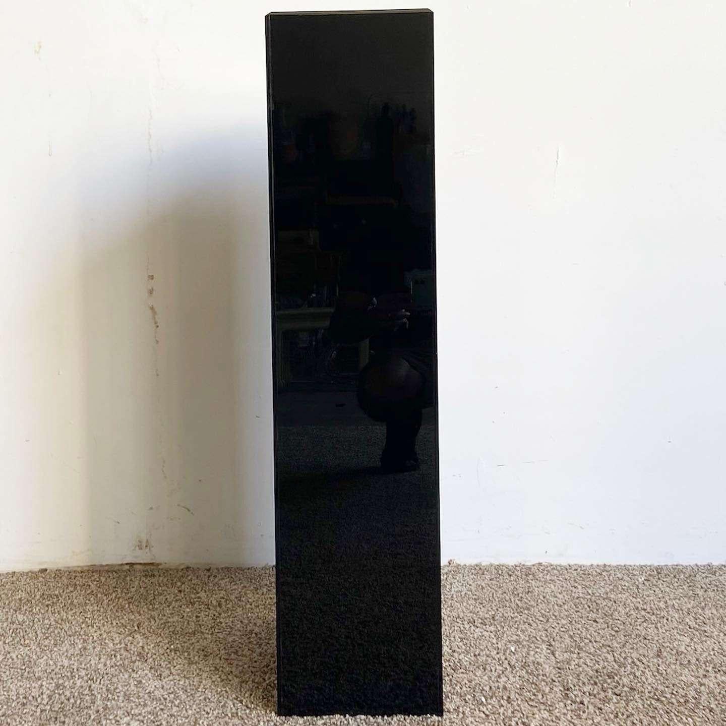 Plastic Postmodern Black Gloss Rectangular Prismic Pedestal For Sale