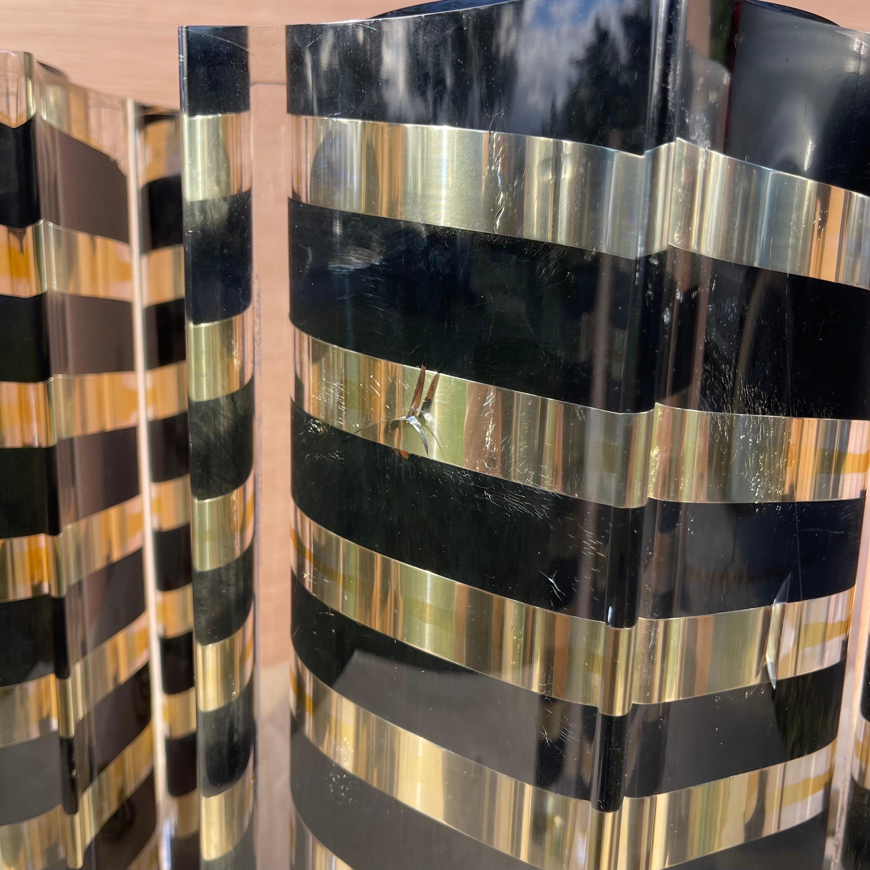 Postmodern Black & Gold Striped Lucite Lamps, Smart Italia Roma, 1980s - a Pair For Sale 4