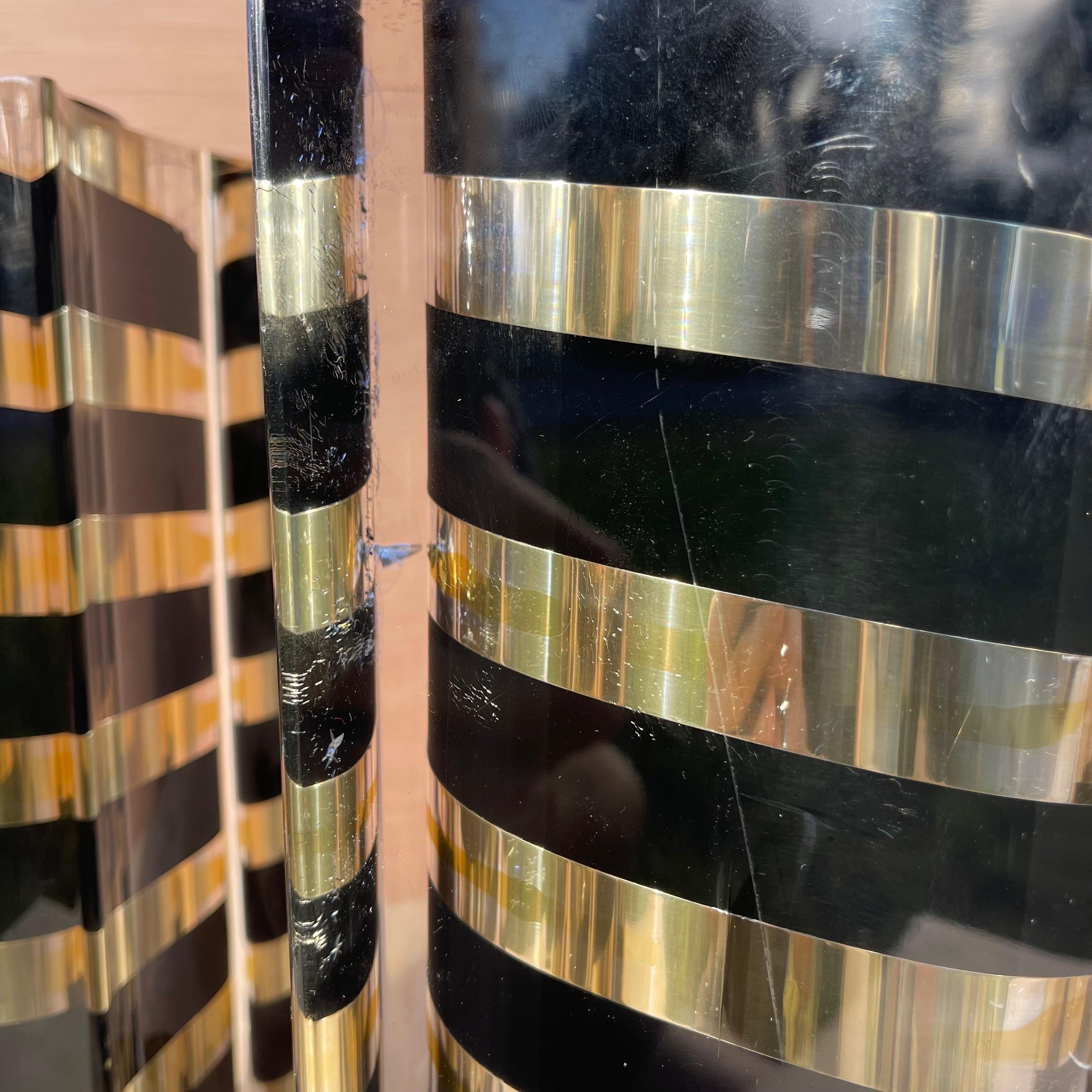 Postmodern Black & Gold Striped Lucite Lamps, Smart Italia Roma, 1980s - a Pair For Sale 5