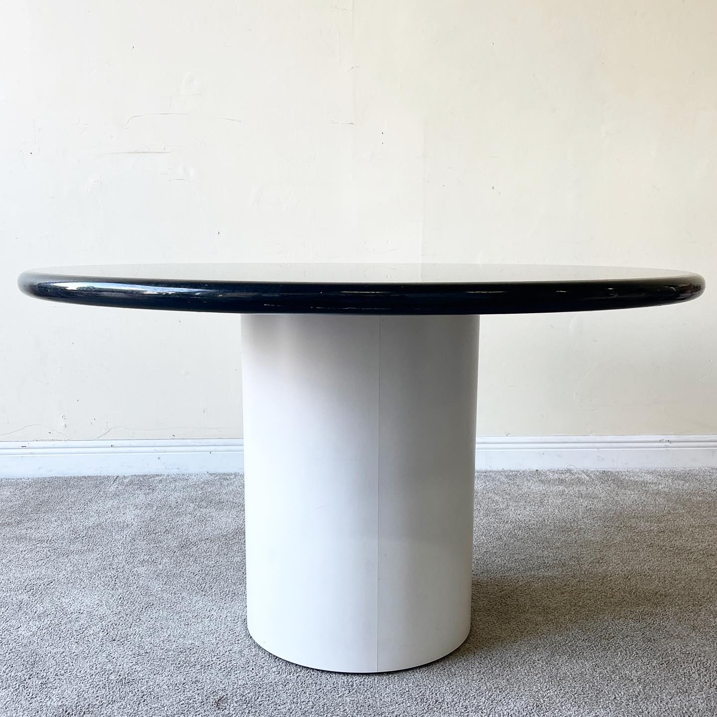Post-Modern Postmodern Black Granite Top on White Laminate Base Dinging Table
