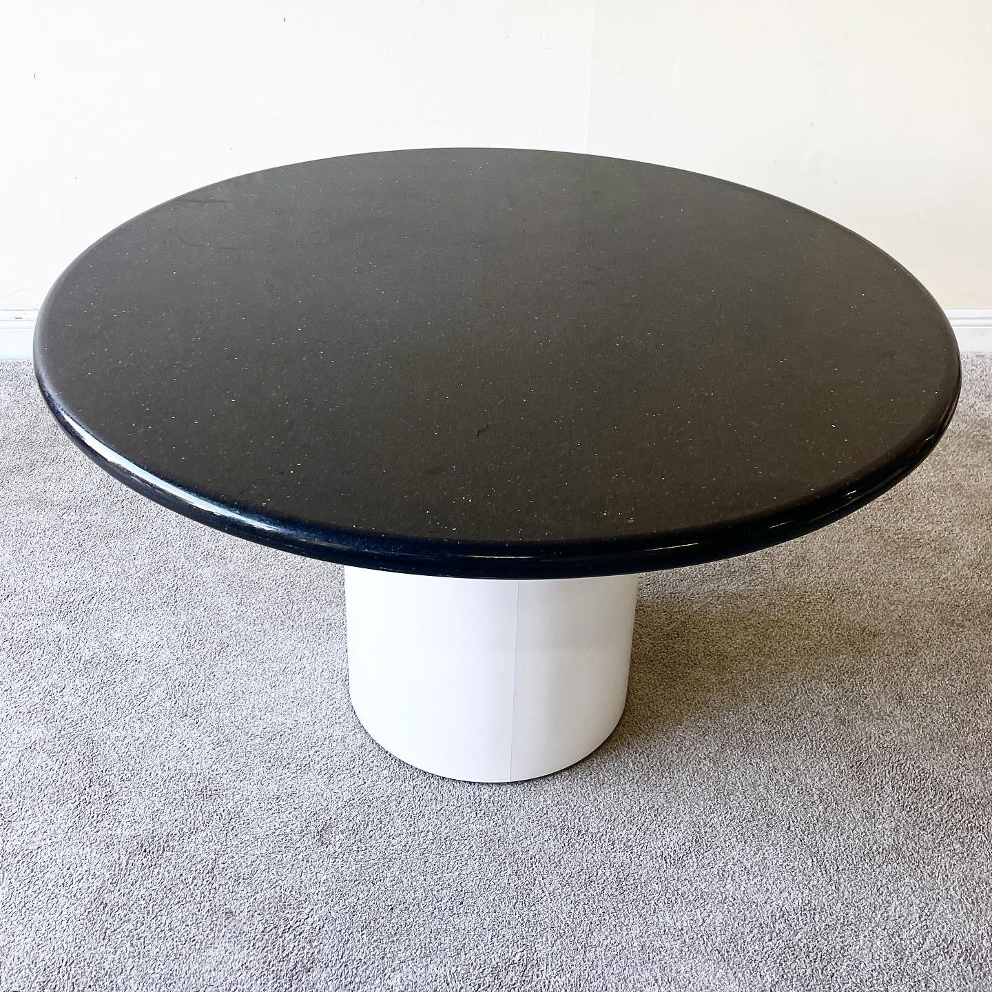 American Postmodern Black Granite Top on White Laminate Base Dinging Table