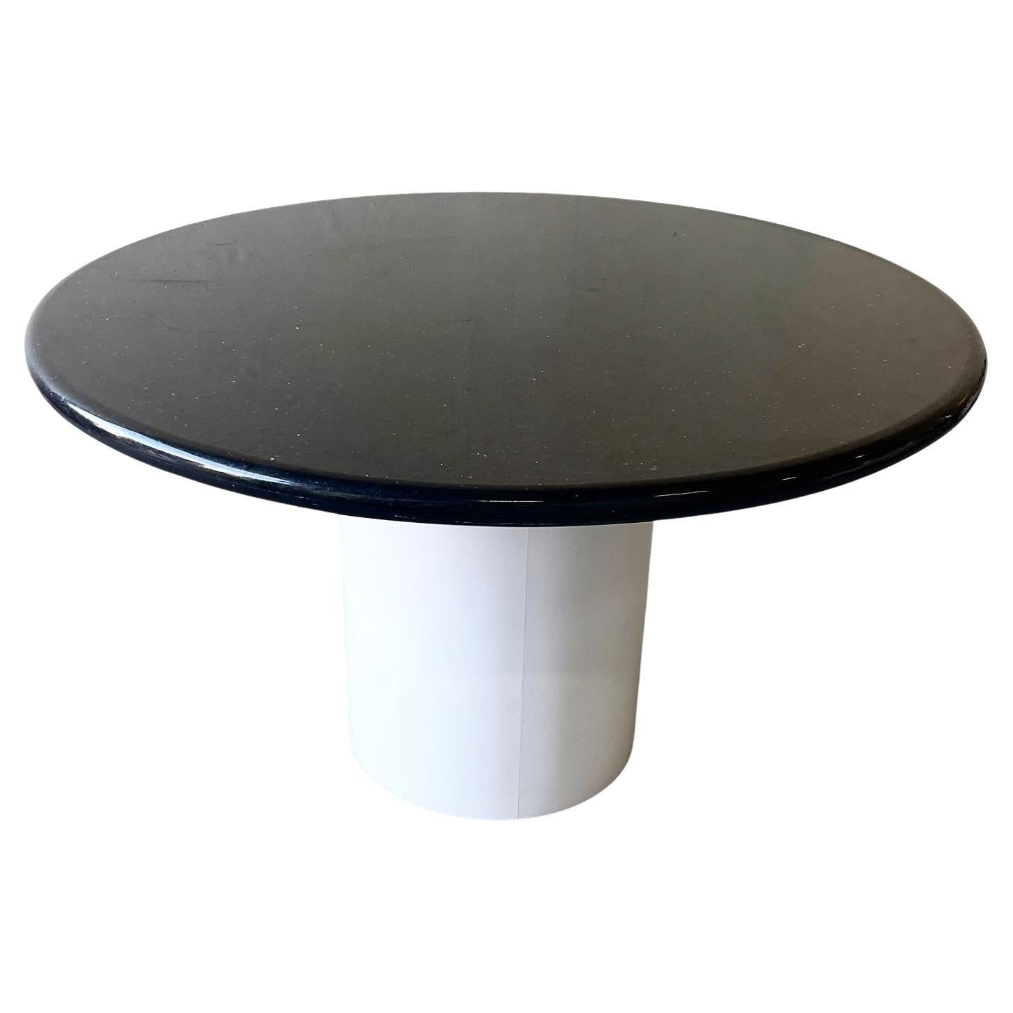 Postmodern Black Granite Top on White Laminate Base Dinging Table