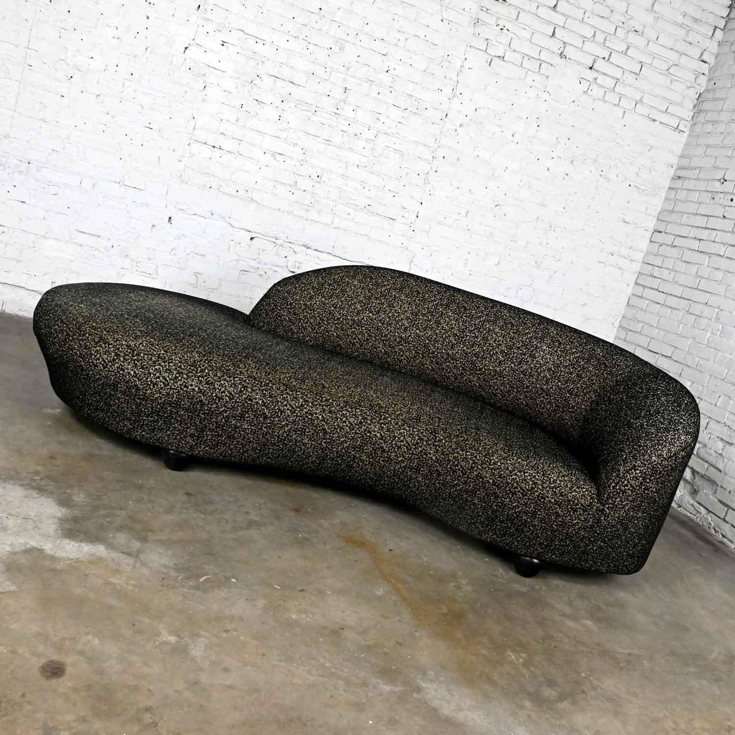 Postmodern Black & Khaki Sort of Animal Print Serpentine Cloud-Like Chaise Sofa For Sale 8