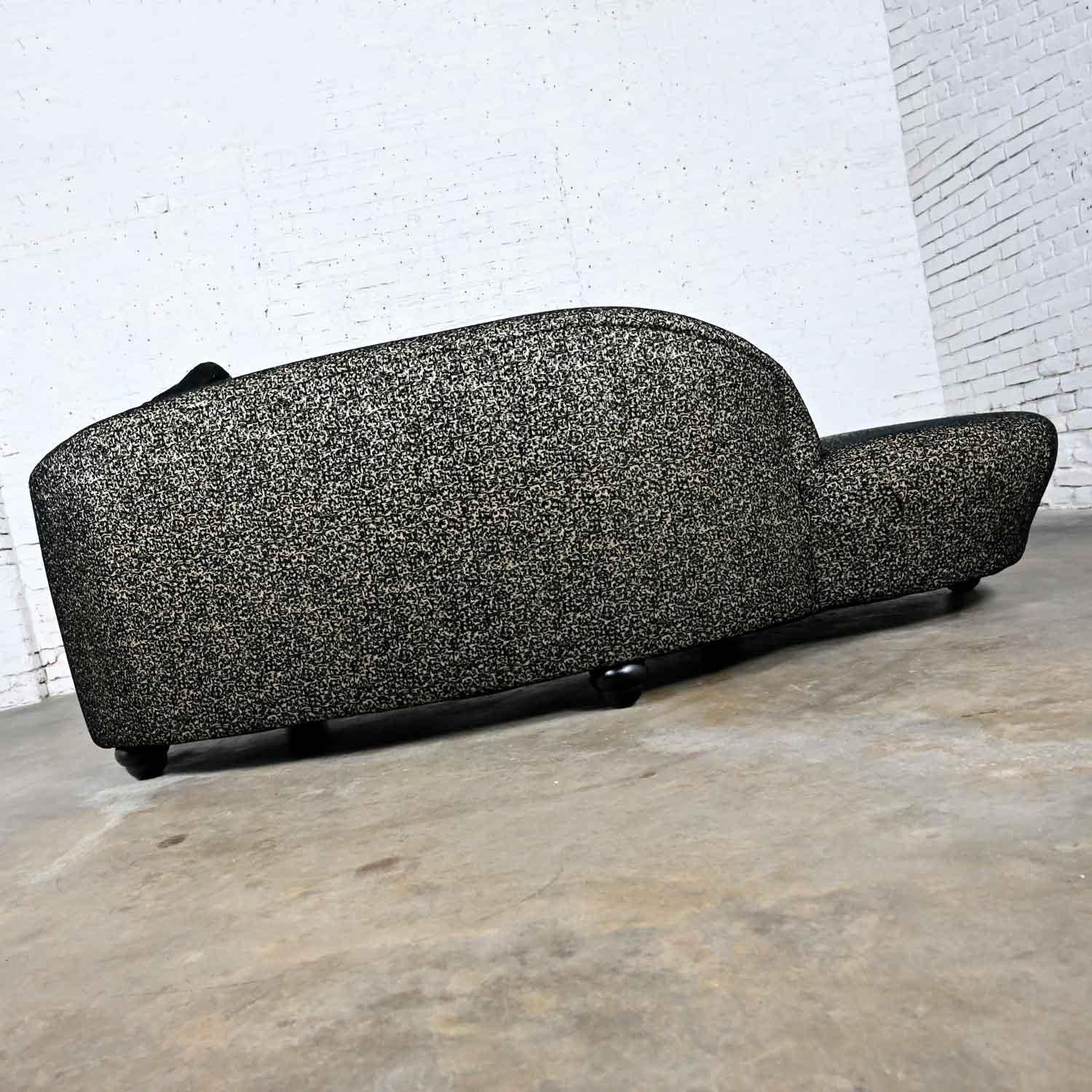 Postmodern Black & Khaki Sort of Animal Print Serpentine Cloud-Like Chaise Sofa For Sale 9