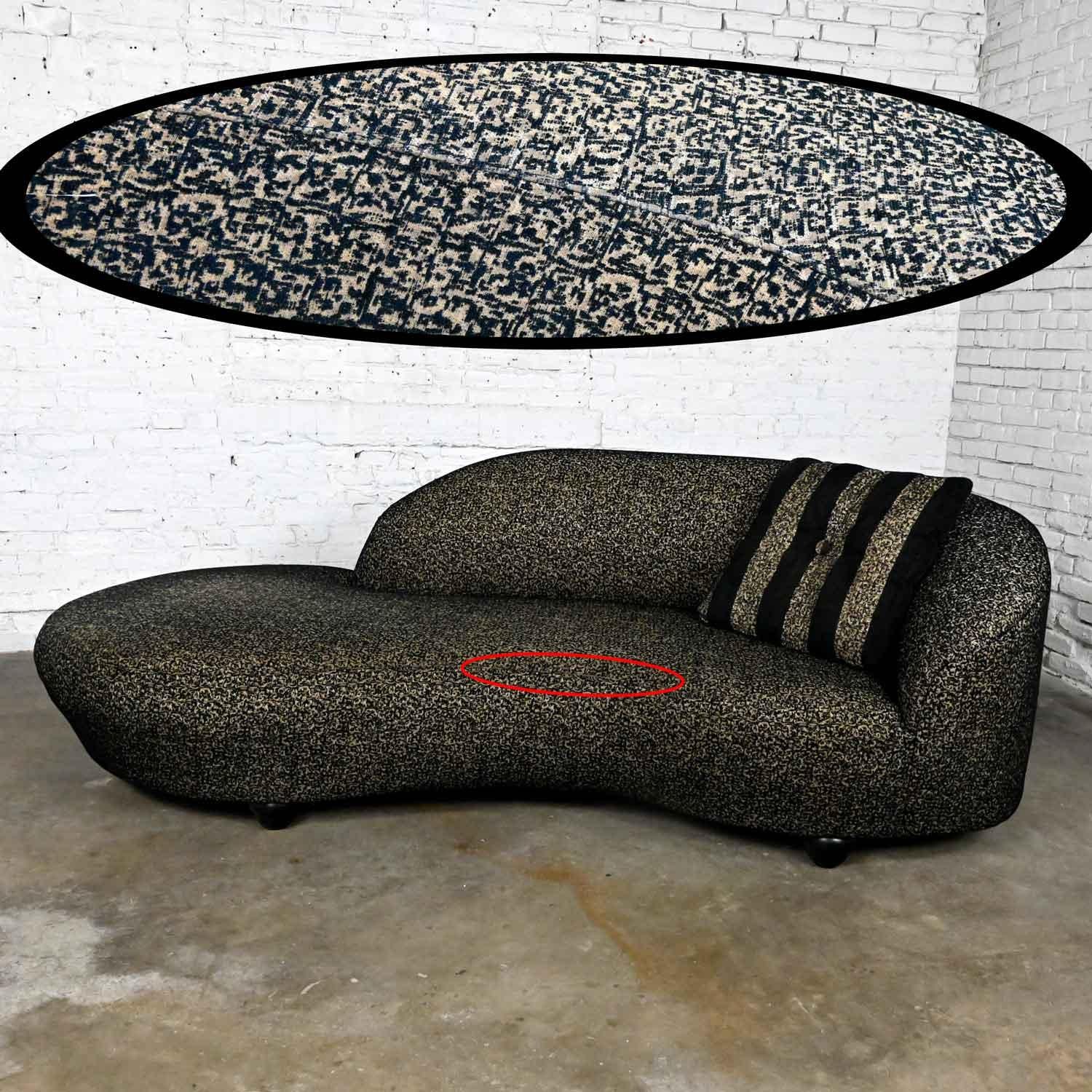 Postmodern Black & Khaki Sort of Animal Print Serpentine Cloud-Like Chaise Sofa For Sale 12