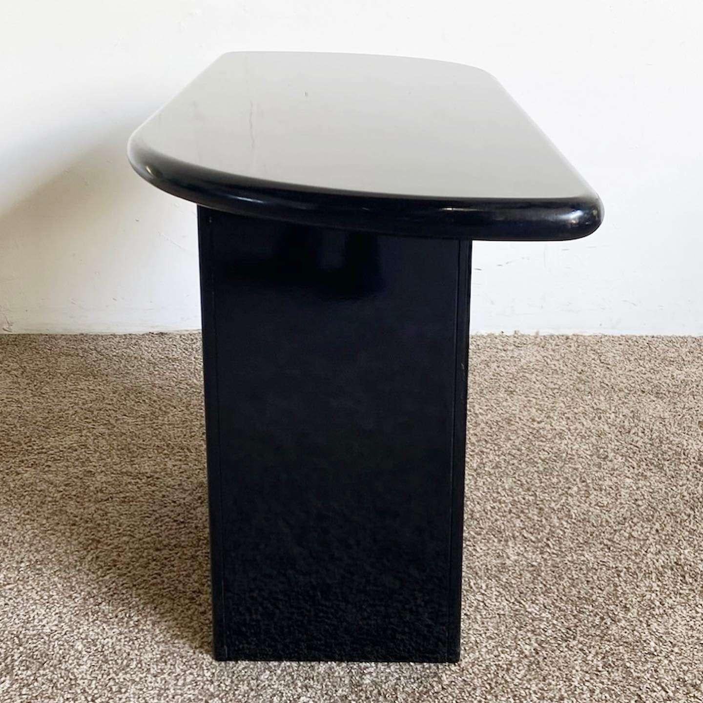 Late 20th Century Postmodern Black Lacquer Console Table For Sale